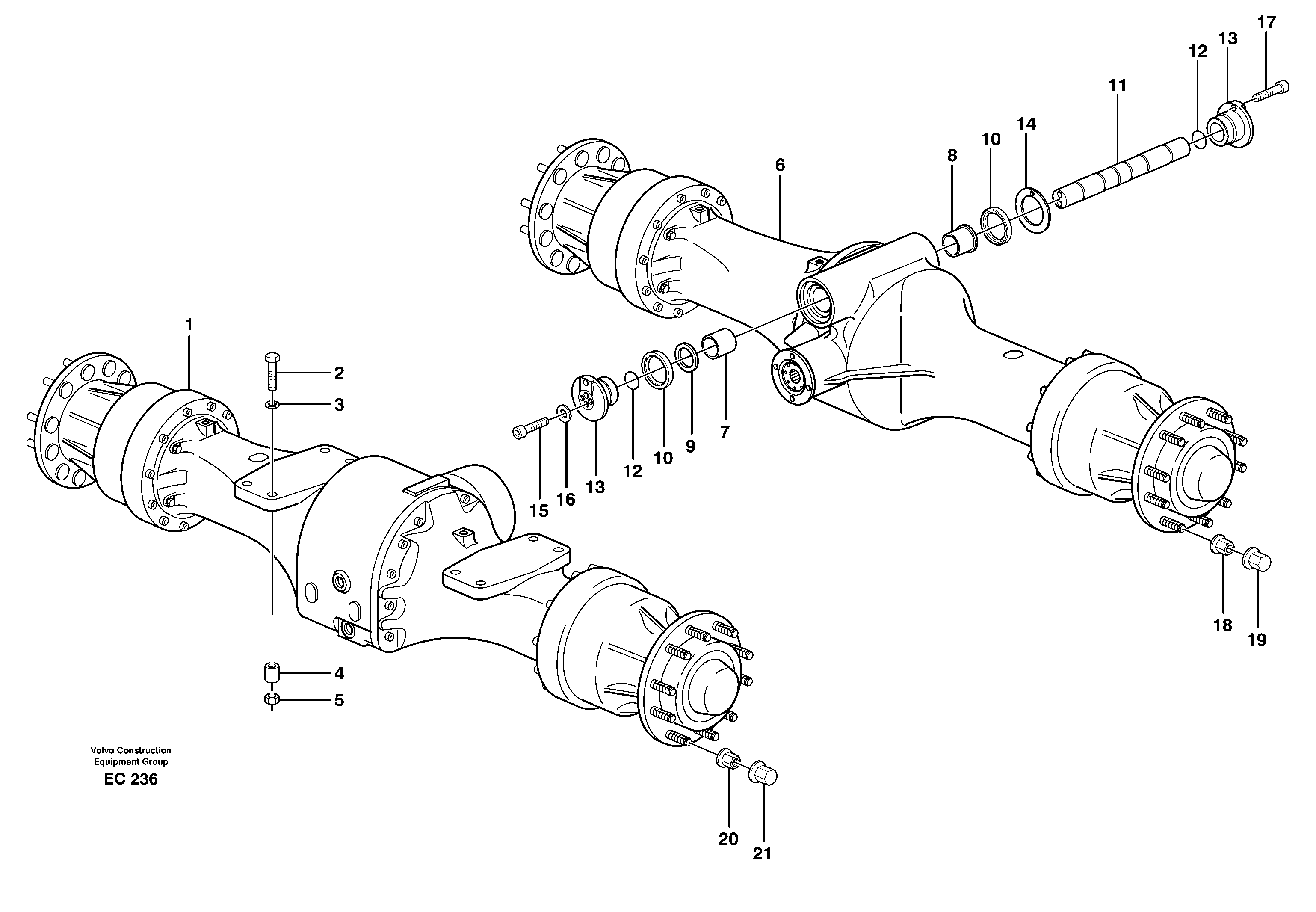 Planet axles with fitting parts — volvo parts diagram