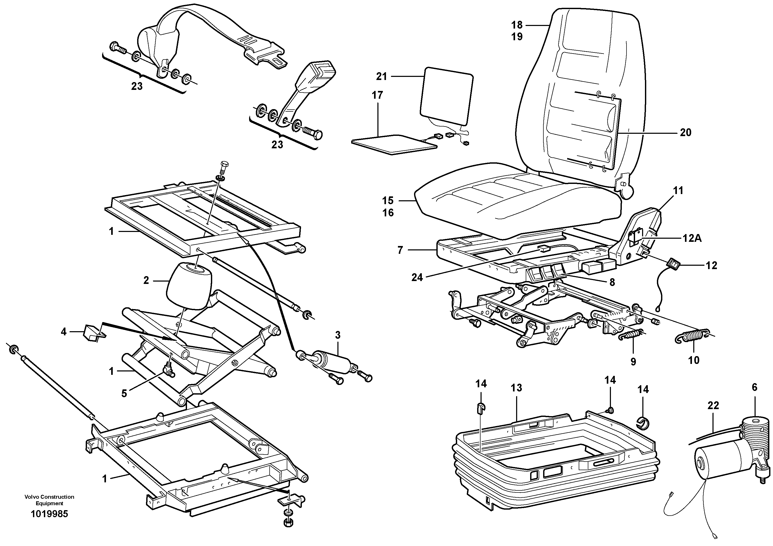 Operator's seat, heated, air suspensioned.  80506 — volvo parts diagram