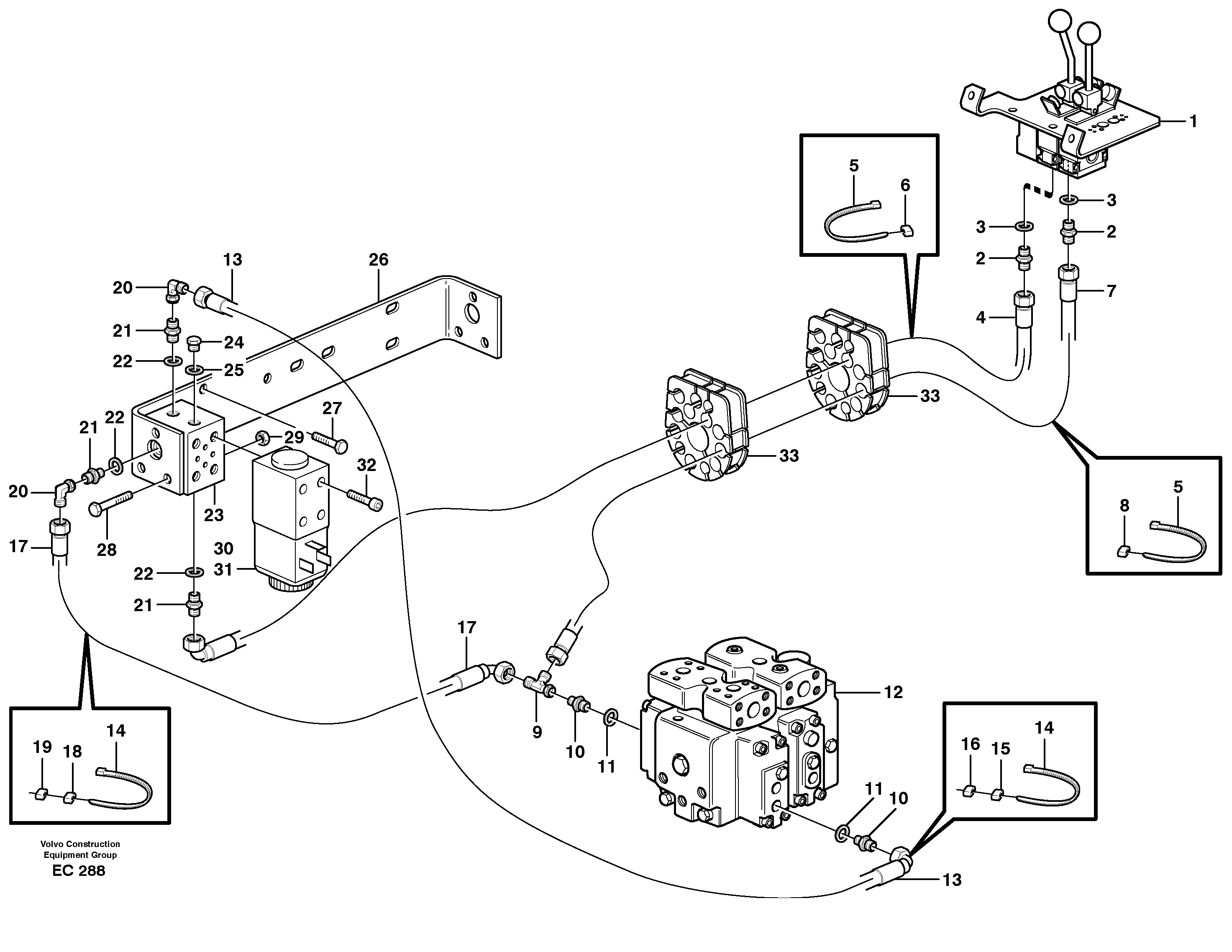 Servo - hydraulic, control lines, lift — volvo parts diagram