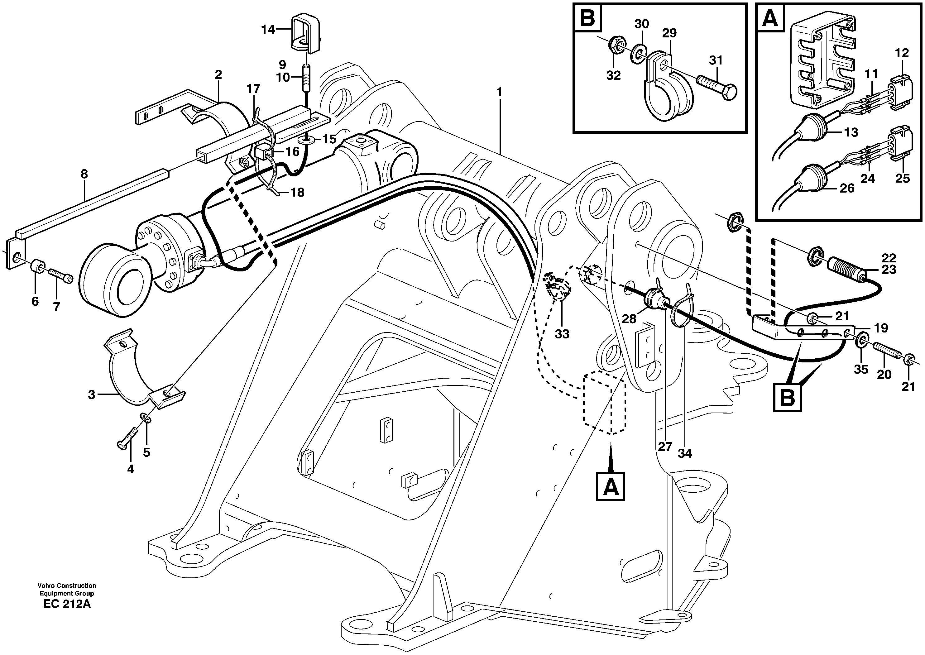 Bucket positioner and boom kickout — volvo parts diagram