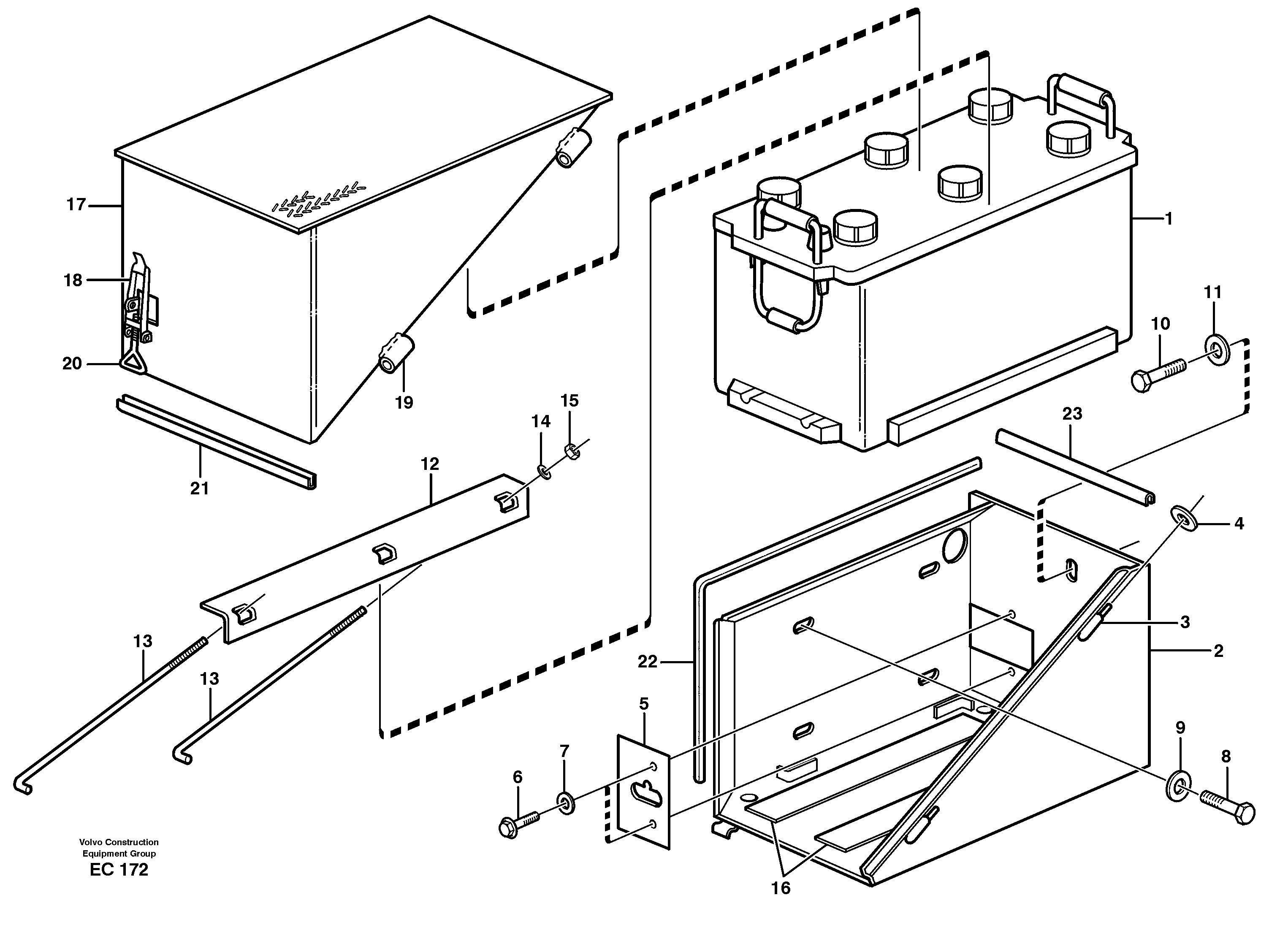 Battery box, assembly — volvo parts diagram