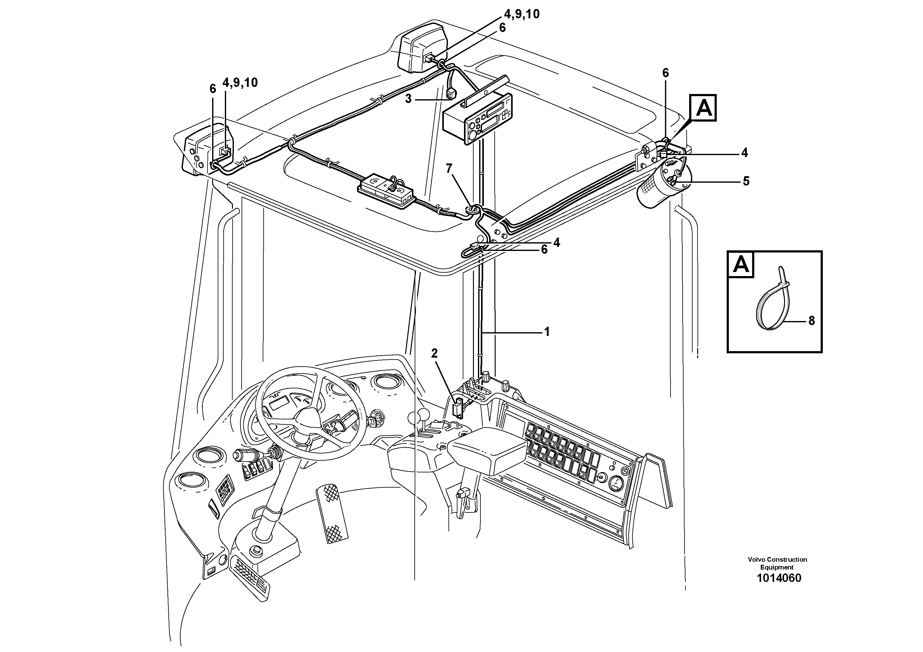 Cable harness, ceiling  33154, 33164 — volvo parts diagram