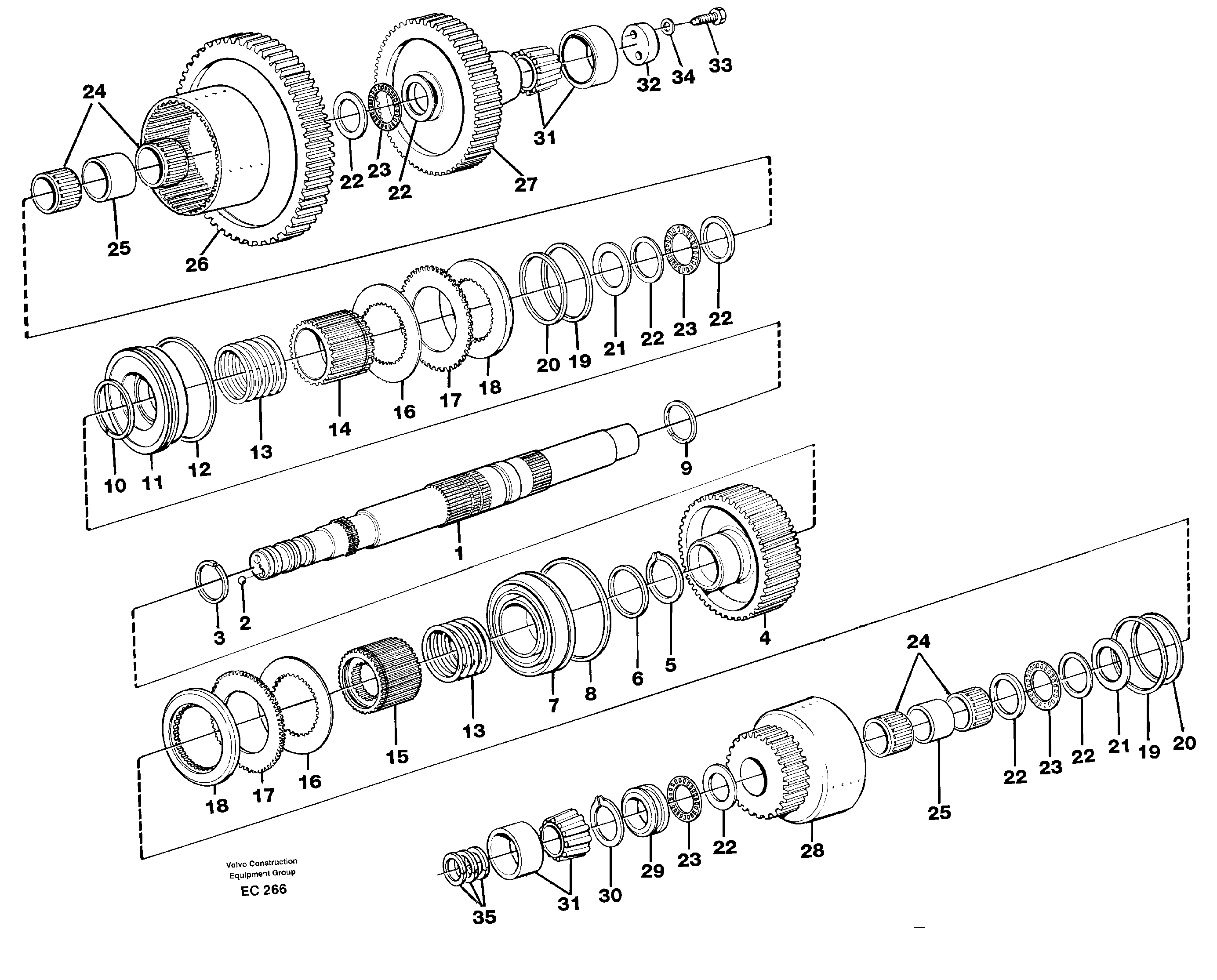 Hydraulic clutch rear/4:th speeds — volvo parts diagram