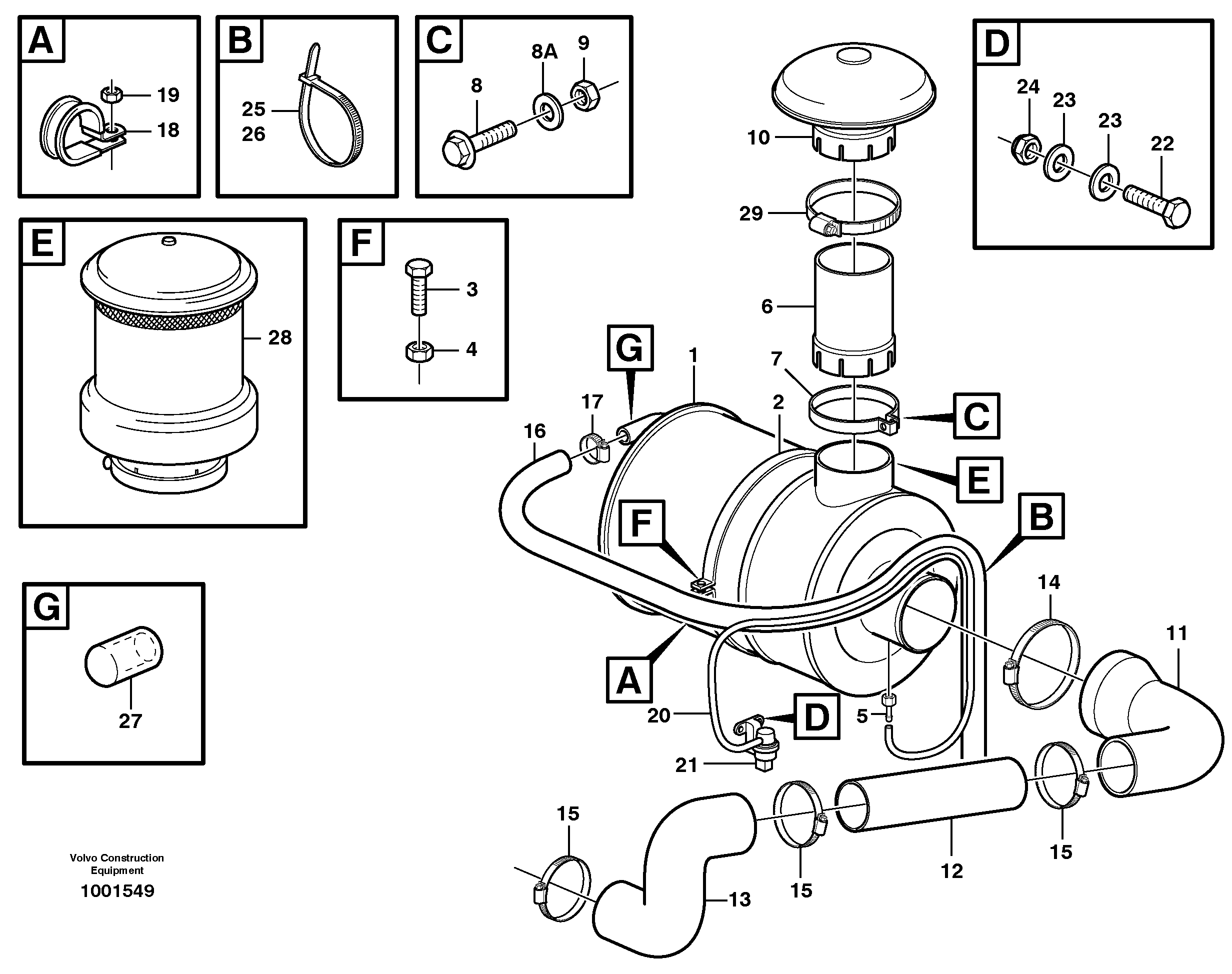 Air filter with fitting parts — volvo parts diagram