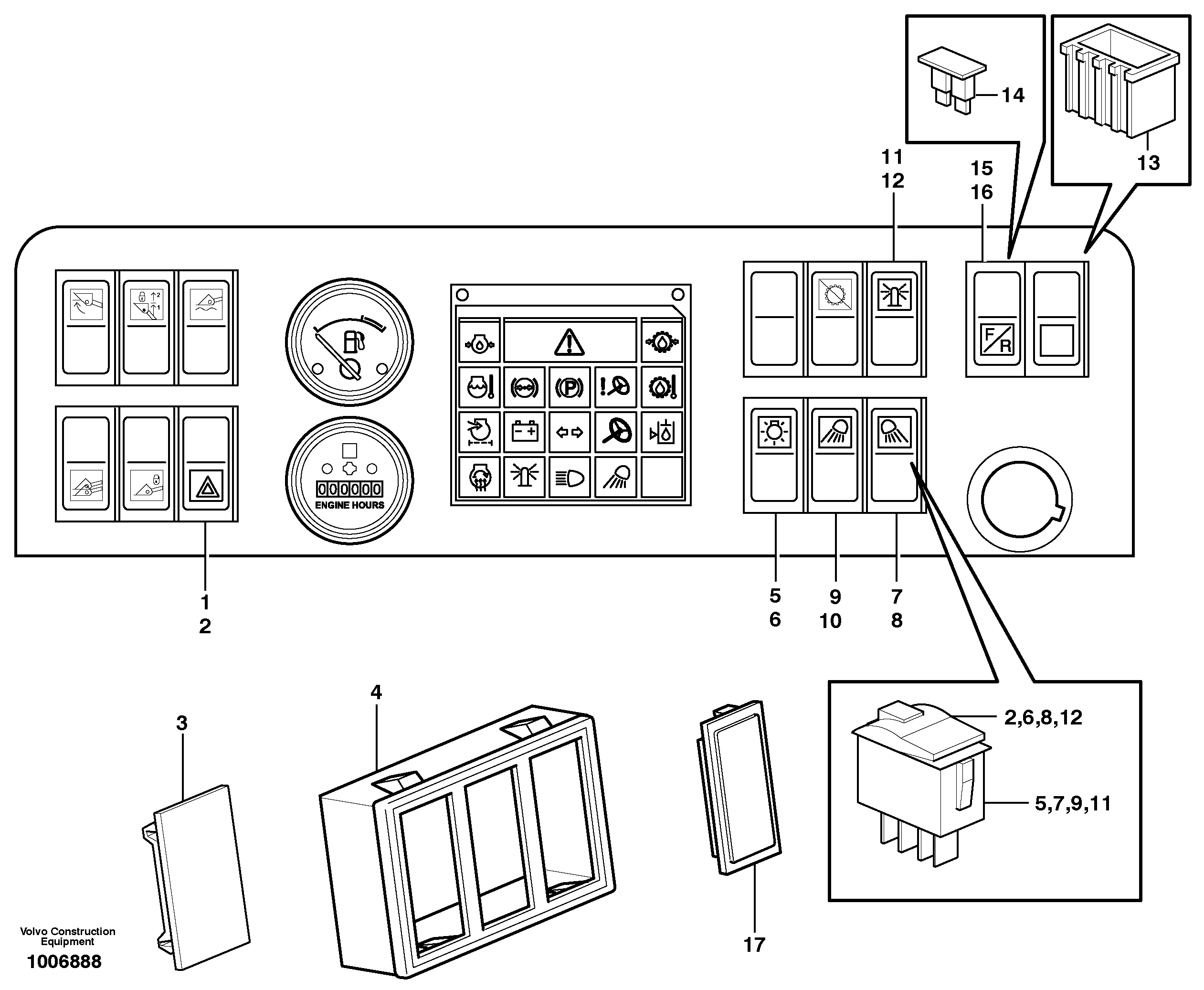 Switch panel  33159 — volvo parts diagram