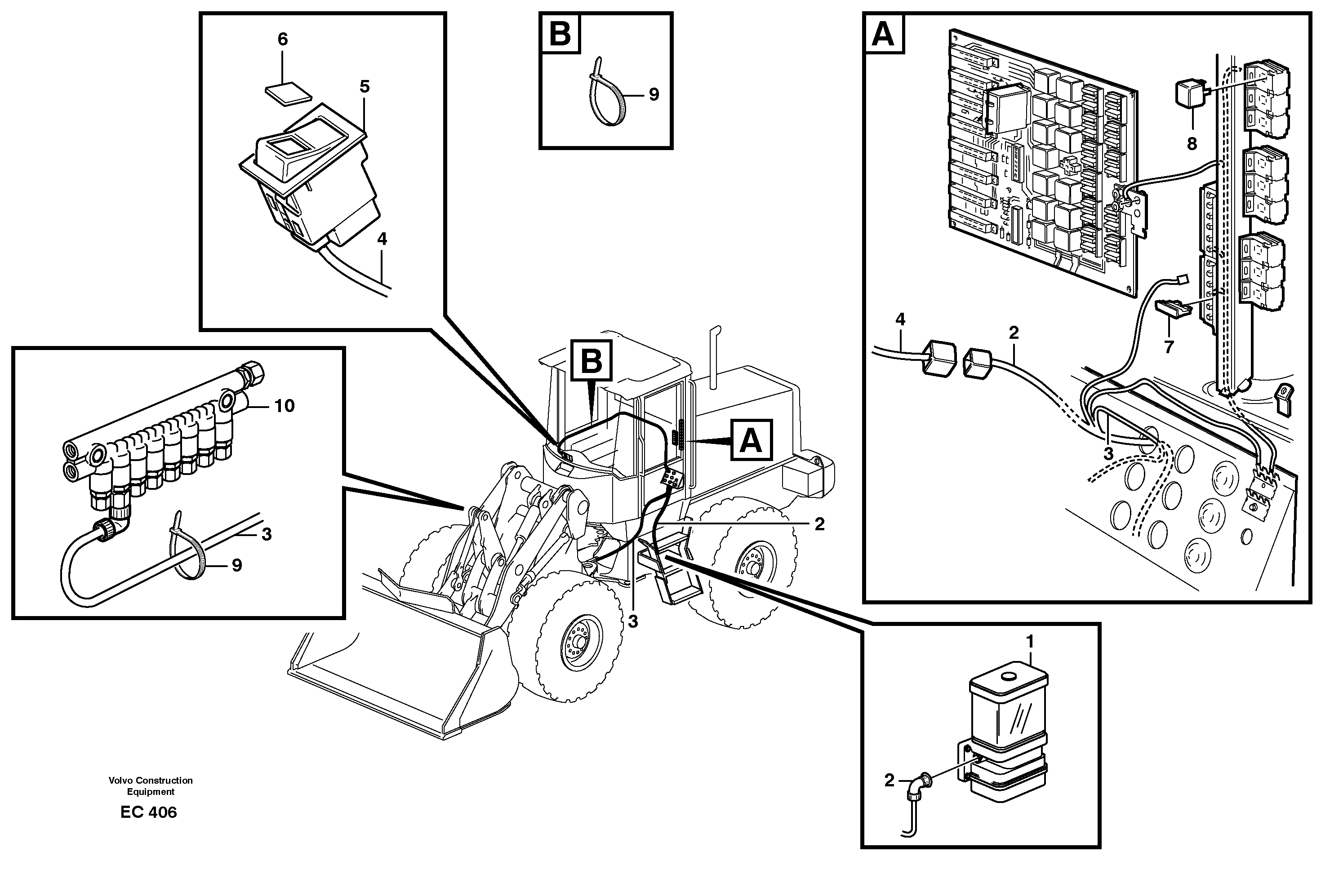 Cable harness for central lubrication  80580 — volvo parts diagram
