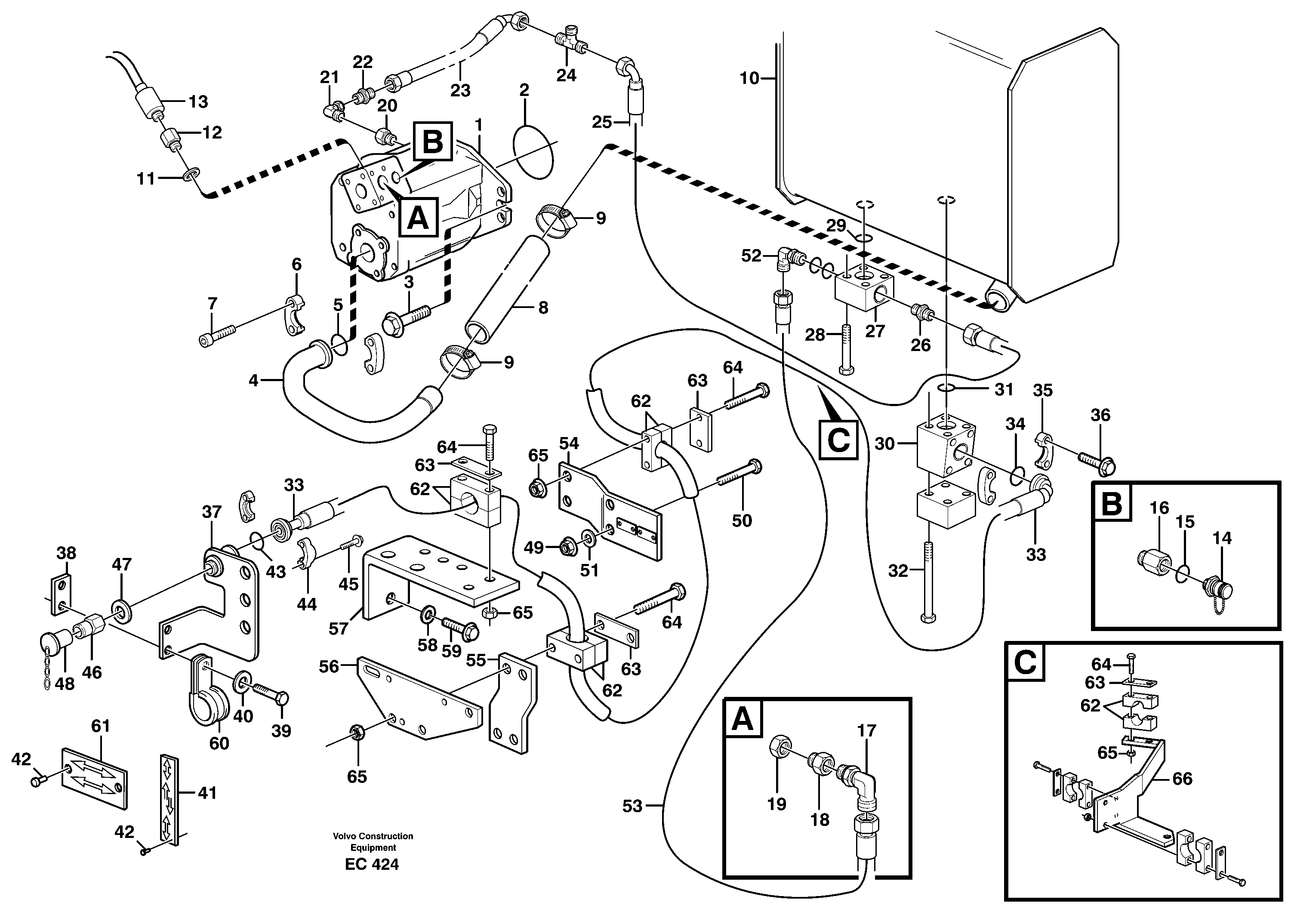 Suction line and: return lines Heavy Duty  80093 — volvo parts diagram