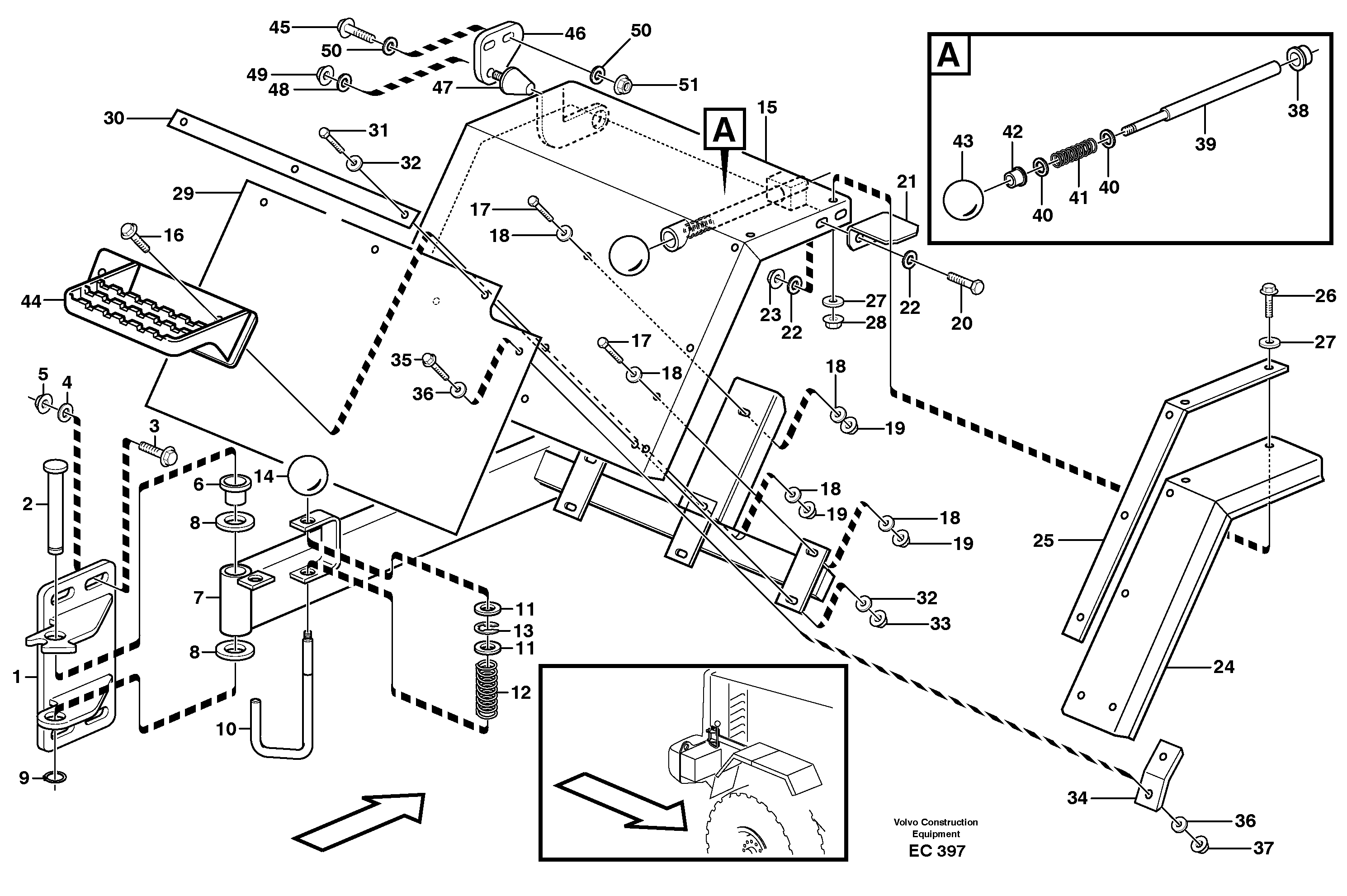 Swing out rear mudguard  93834 — volvo parts diagram
