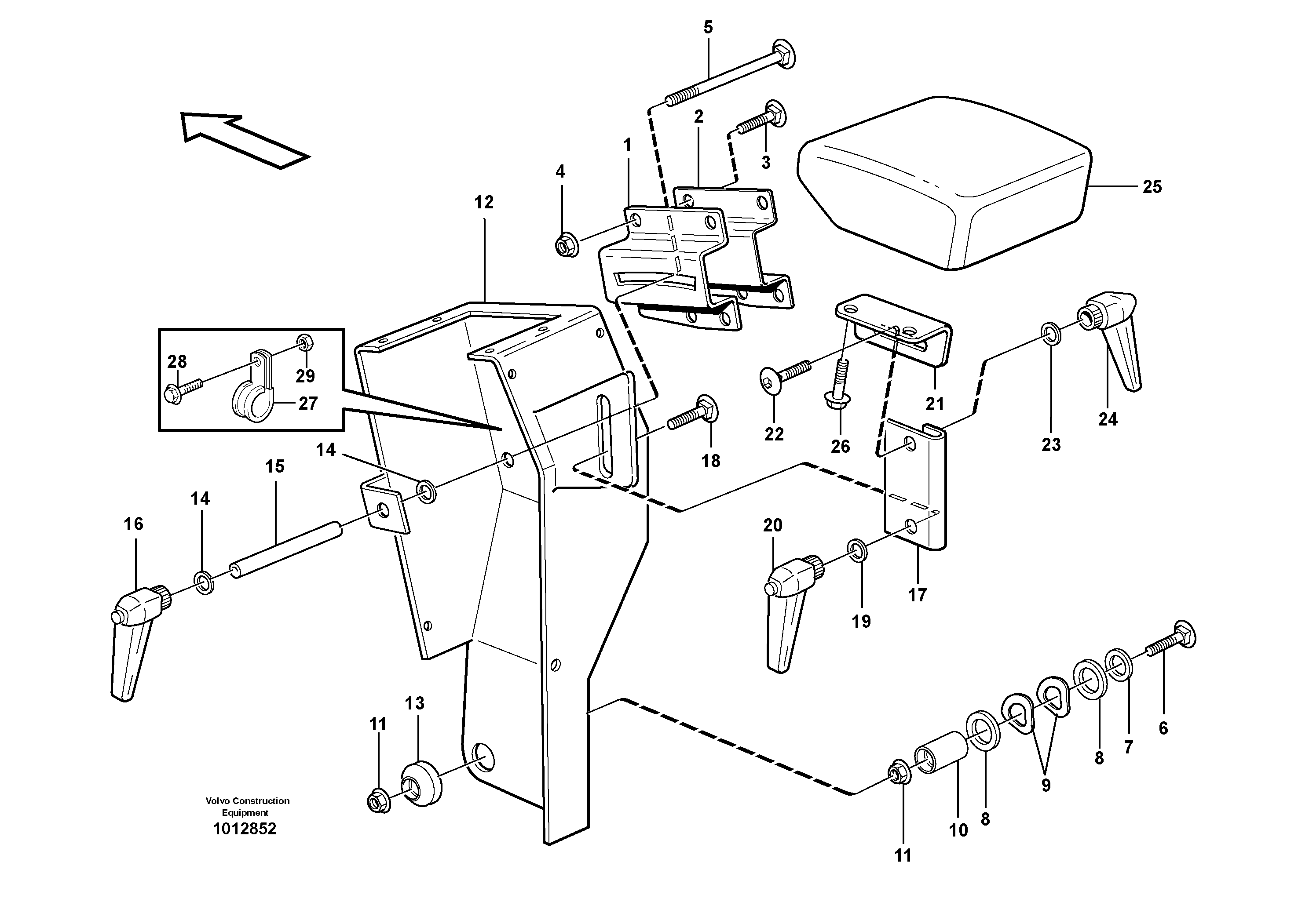 Armrest  33154, 33164 — volvo parts diagram