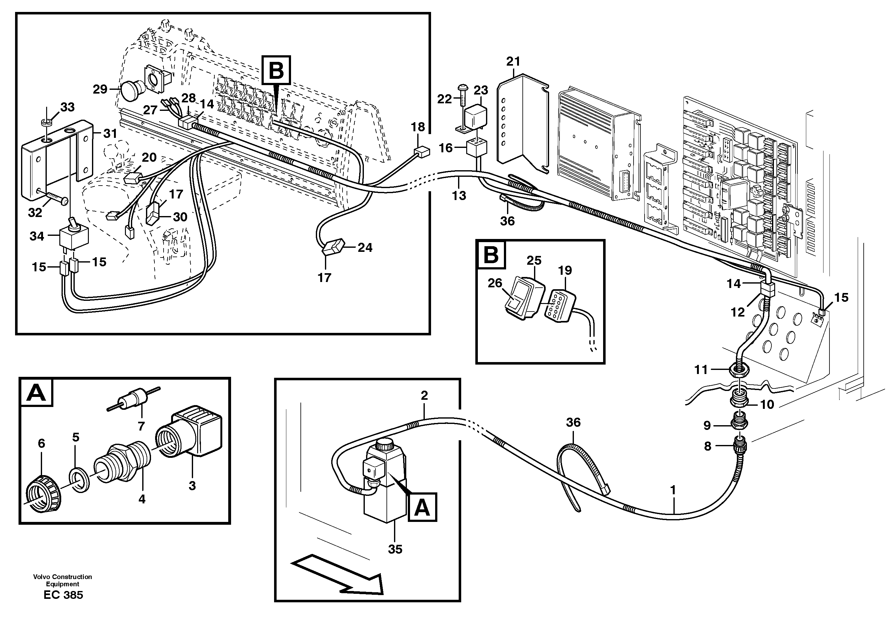 Cable harness: Adjustableflow from hydraulic function 3.  80099 — volvo parts diagram