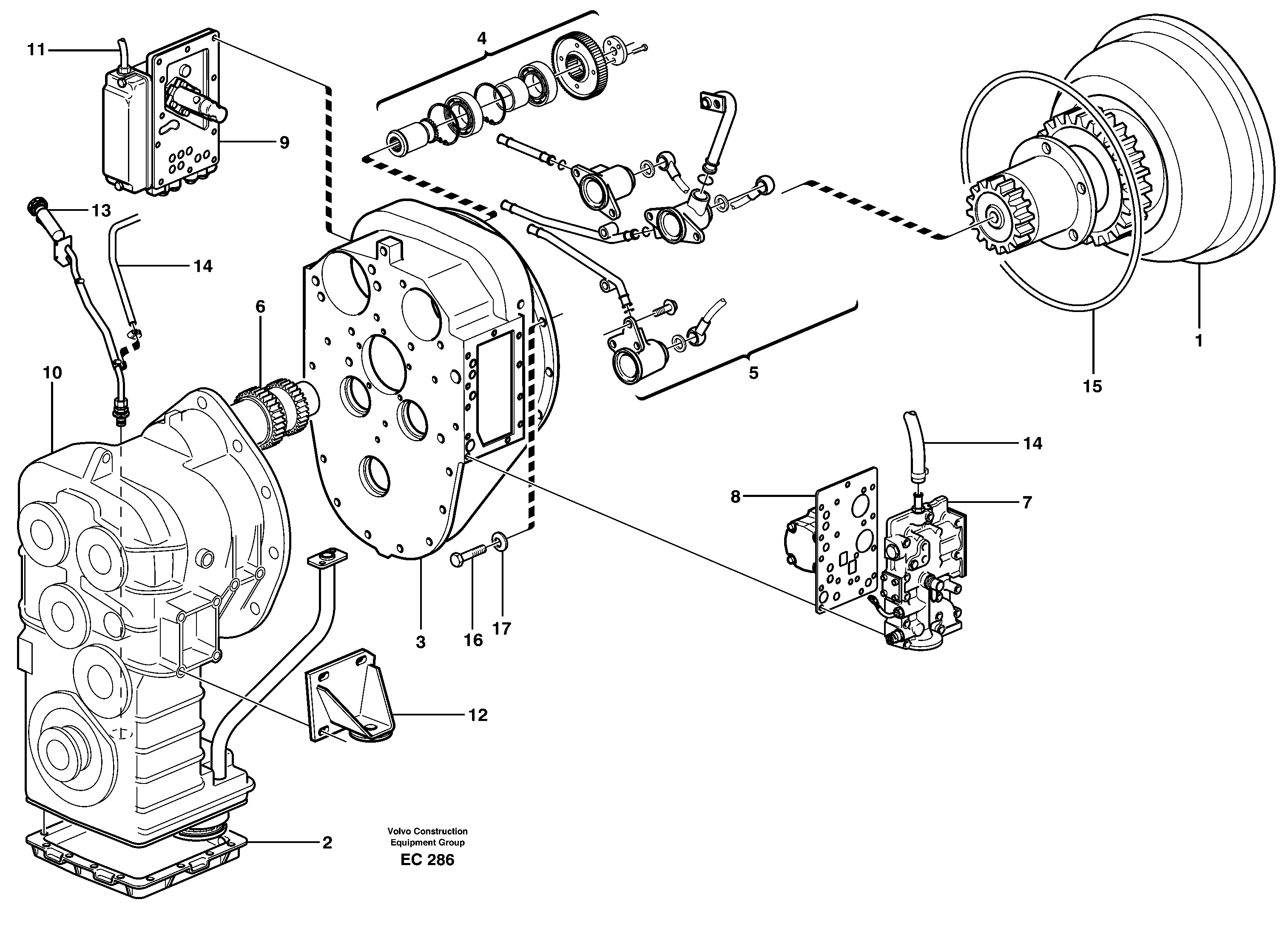 Hydraulic transmission with fitting parts — volvo parts diagram