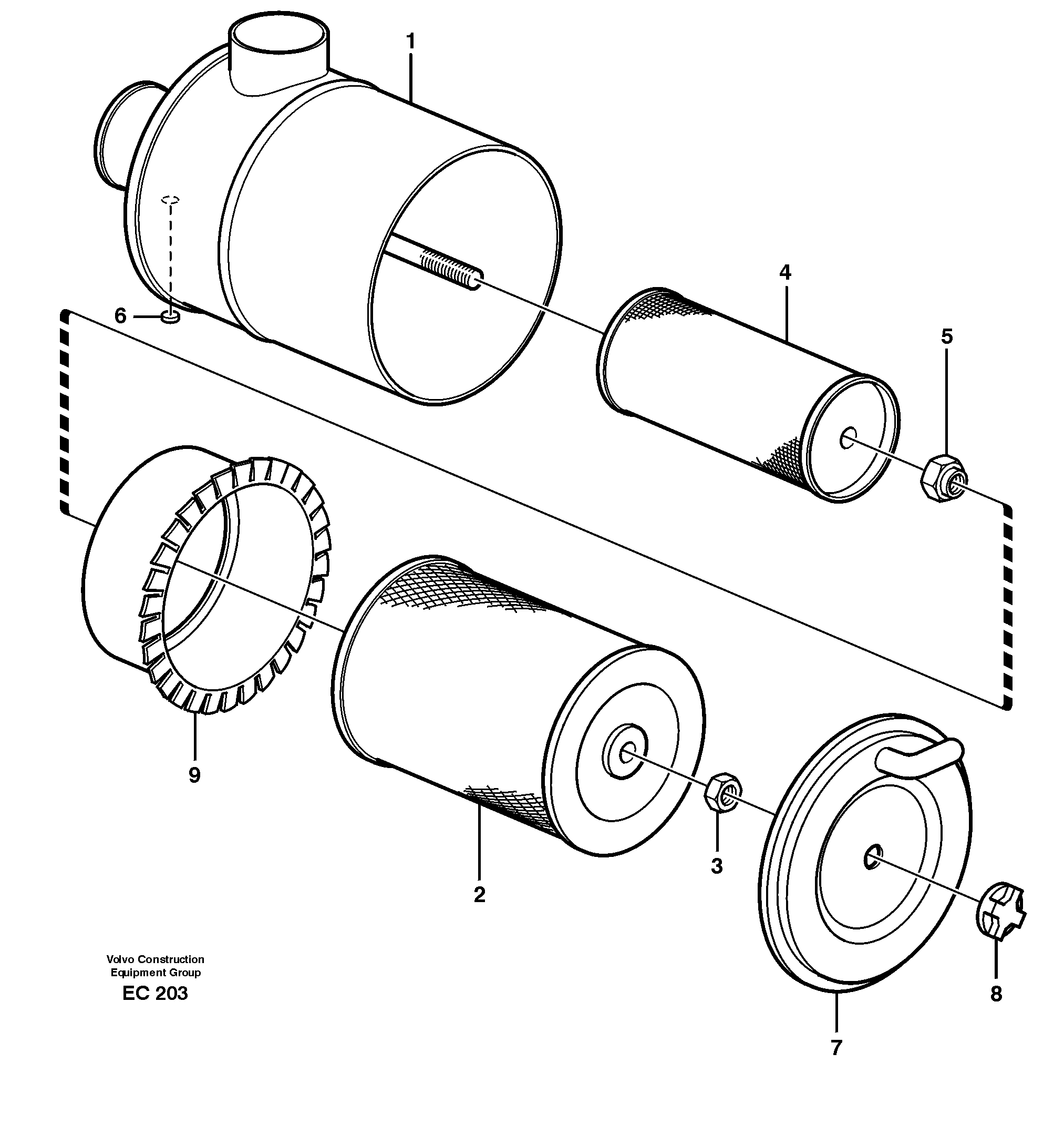 Air filter  SER NO - 18890 — volvo parts diagram