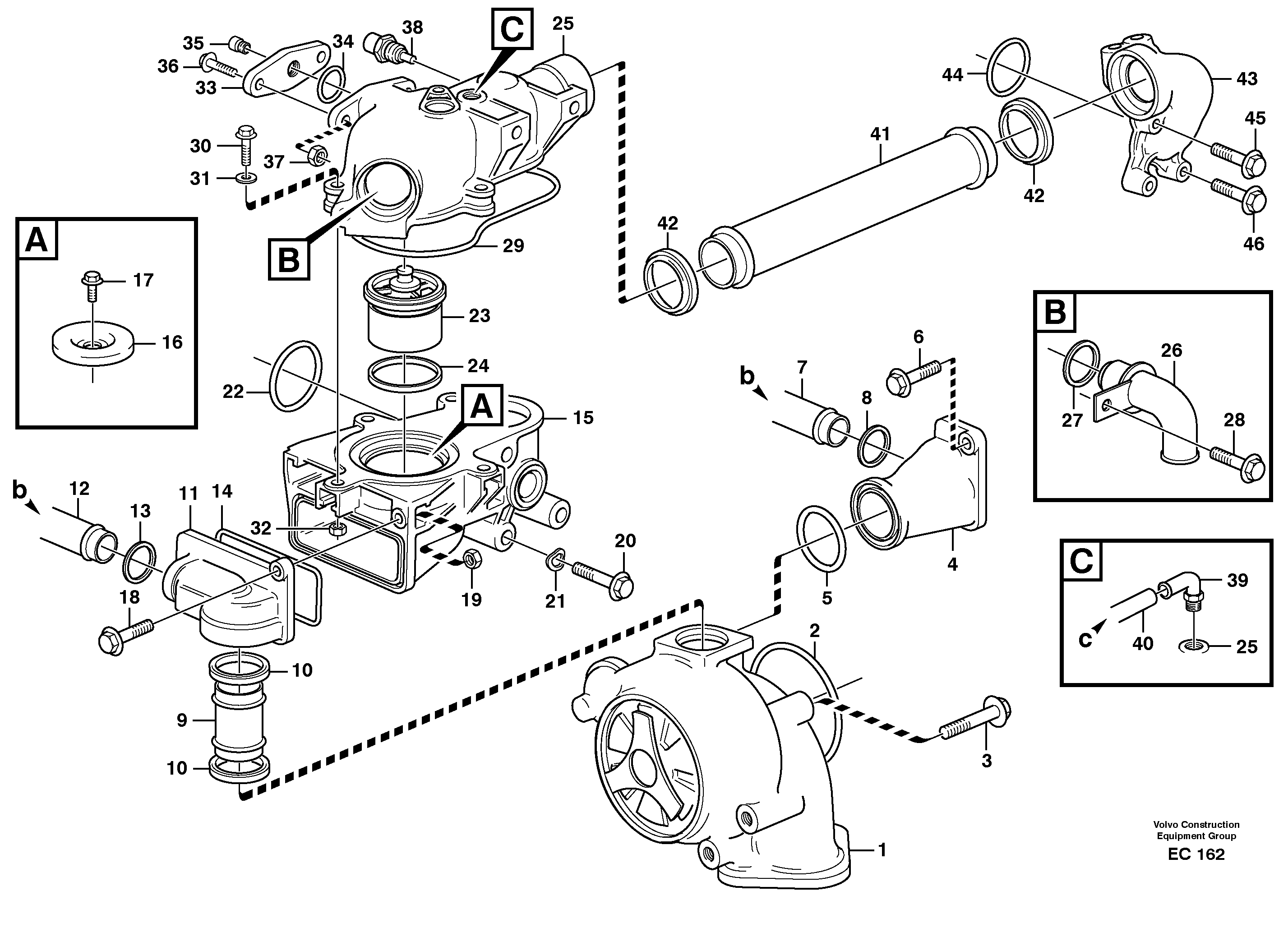 Water pump, thermostat housing — volvo parts diagram