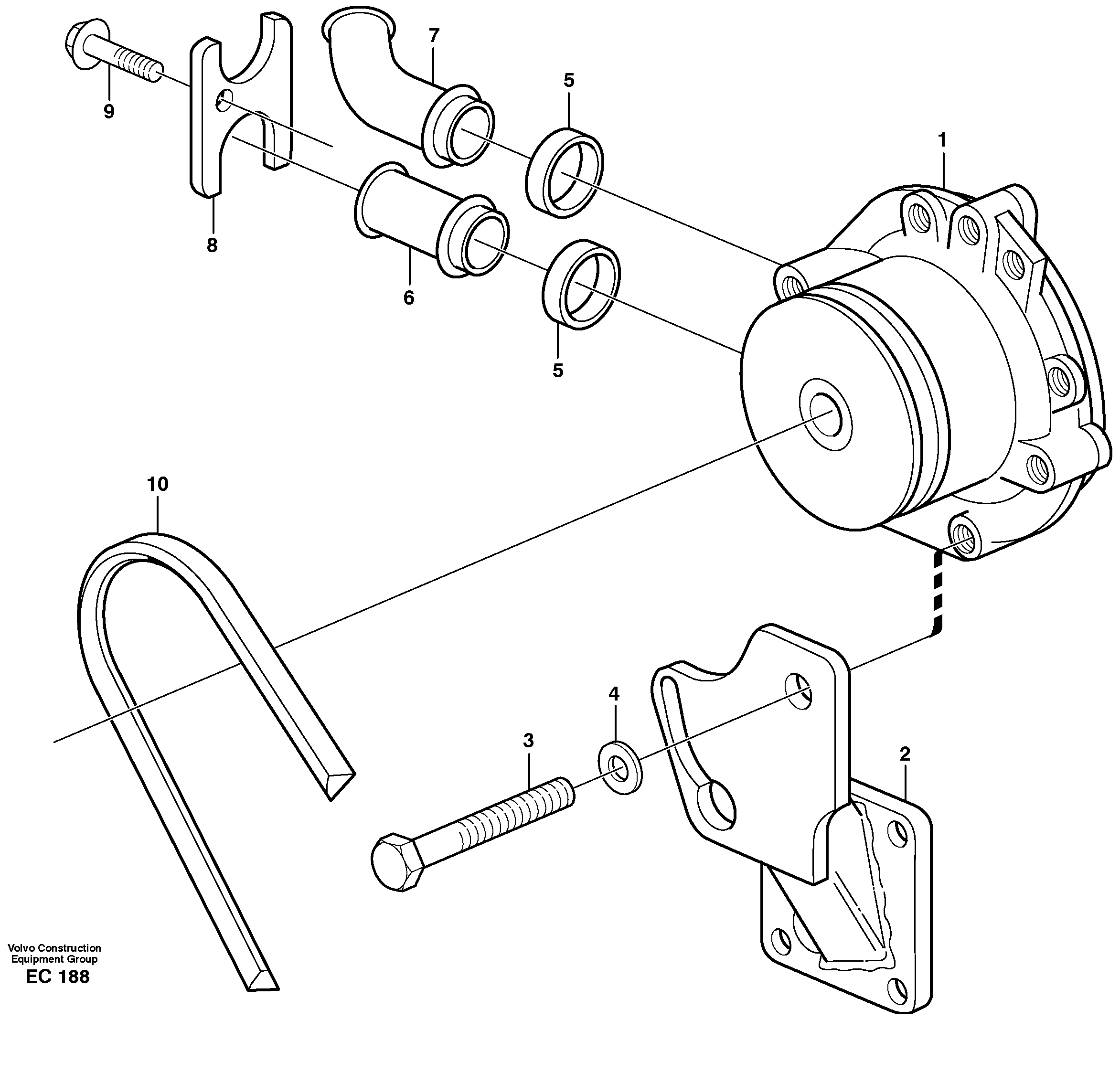 Waterpump, assembly  80510, 93661 — volvo parts diagram