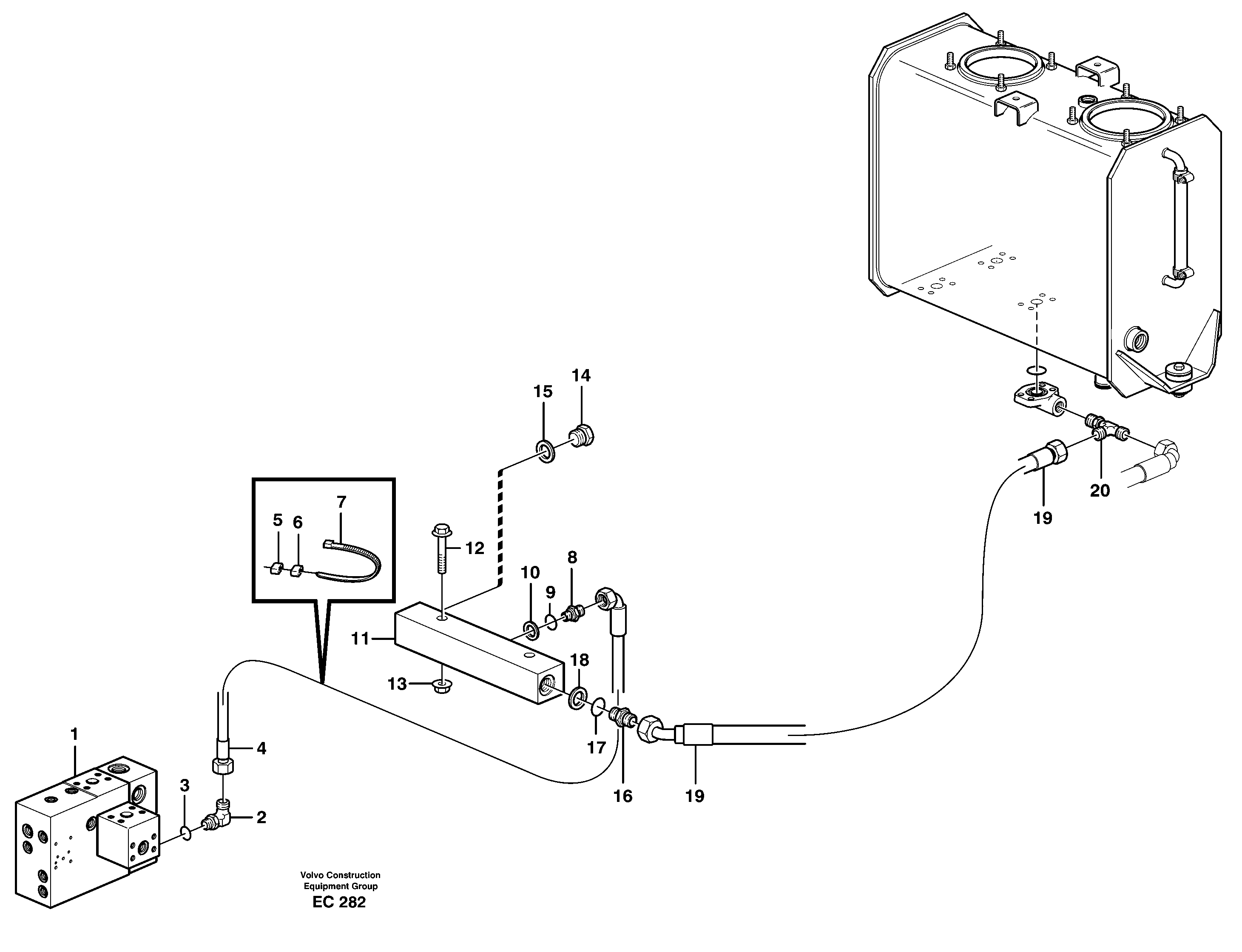 Draining line, central block — volvo parts diagram