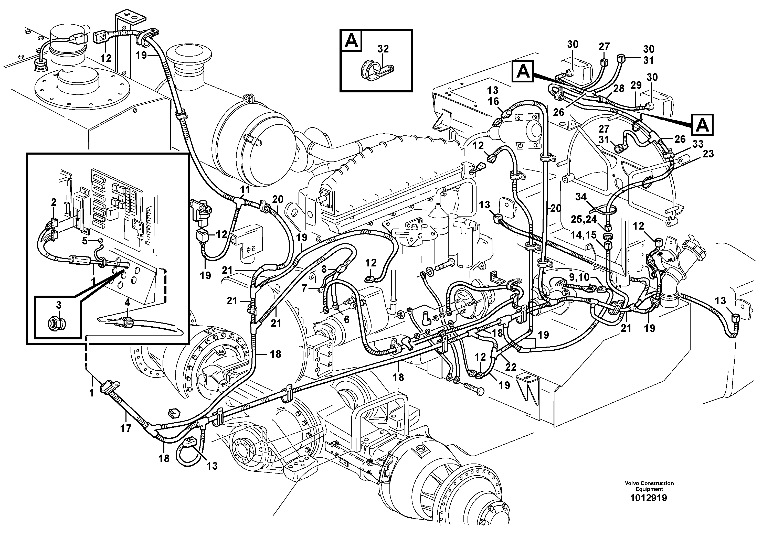 Cable harnesses, rear  33160 — volvo parts diagram