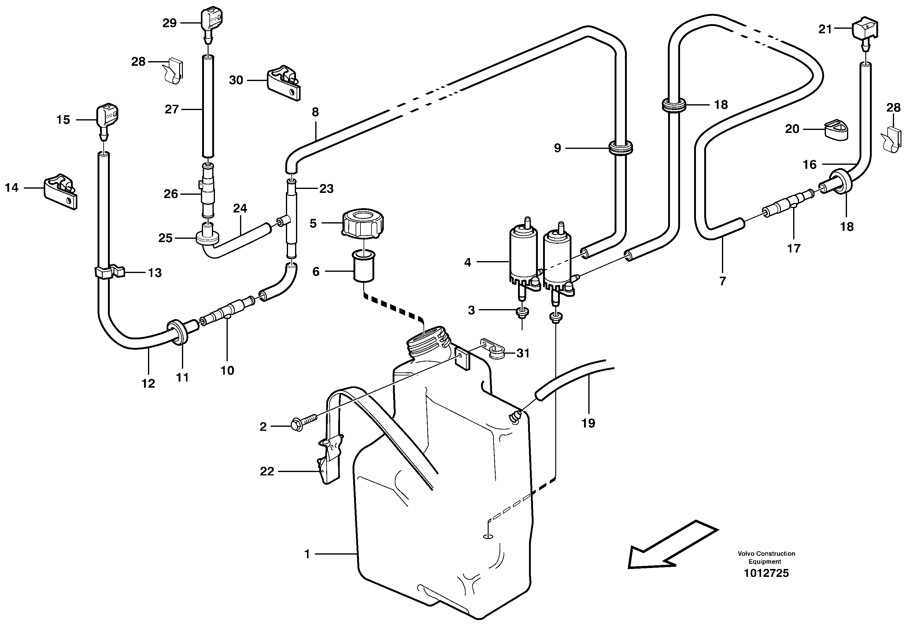 Windshield washer — volvo parts diagram