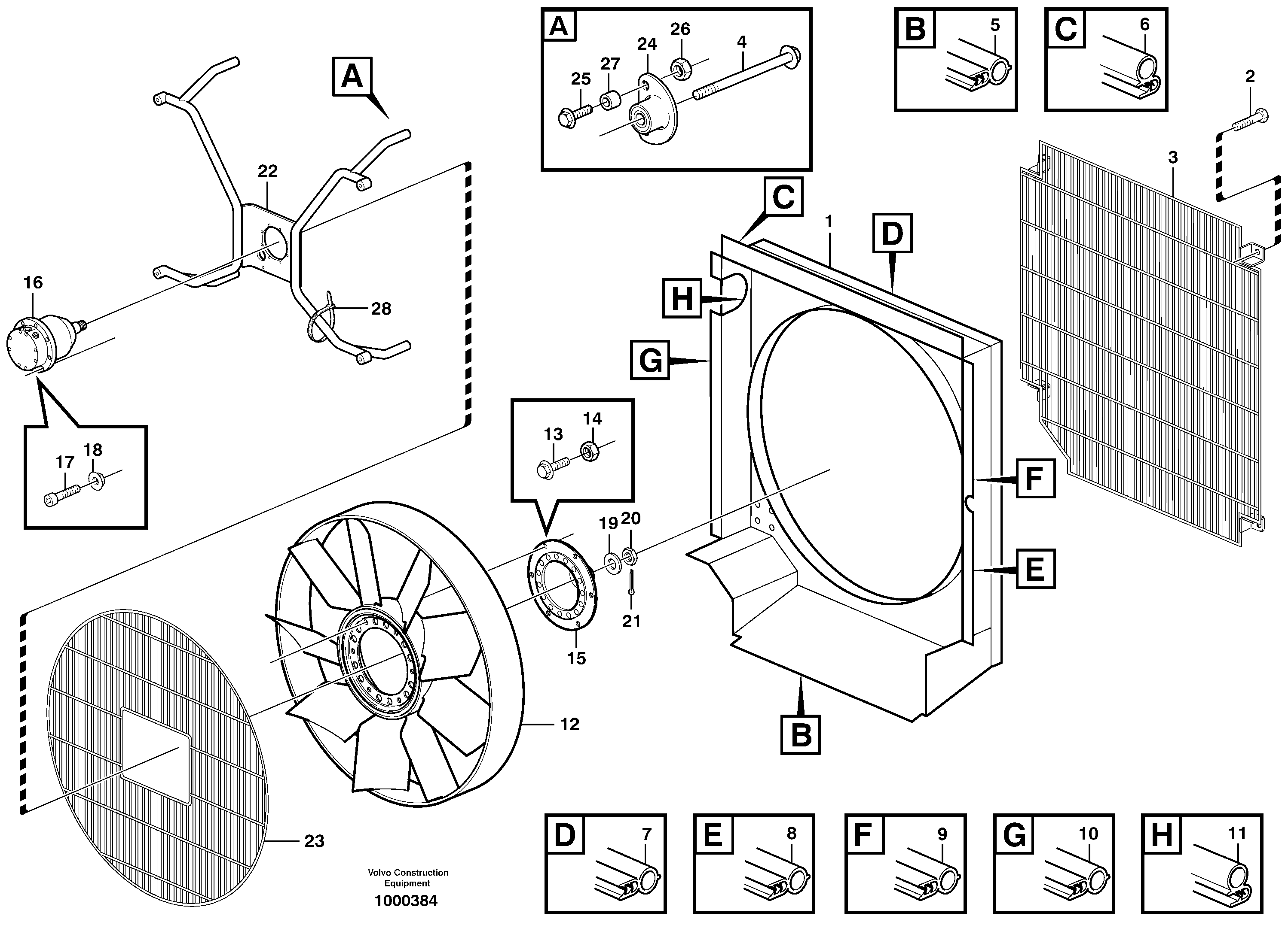 Fan and fan shroud  80510, 93661 — volvo parts diagram