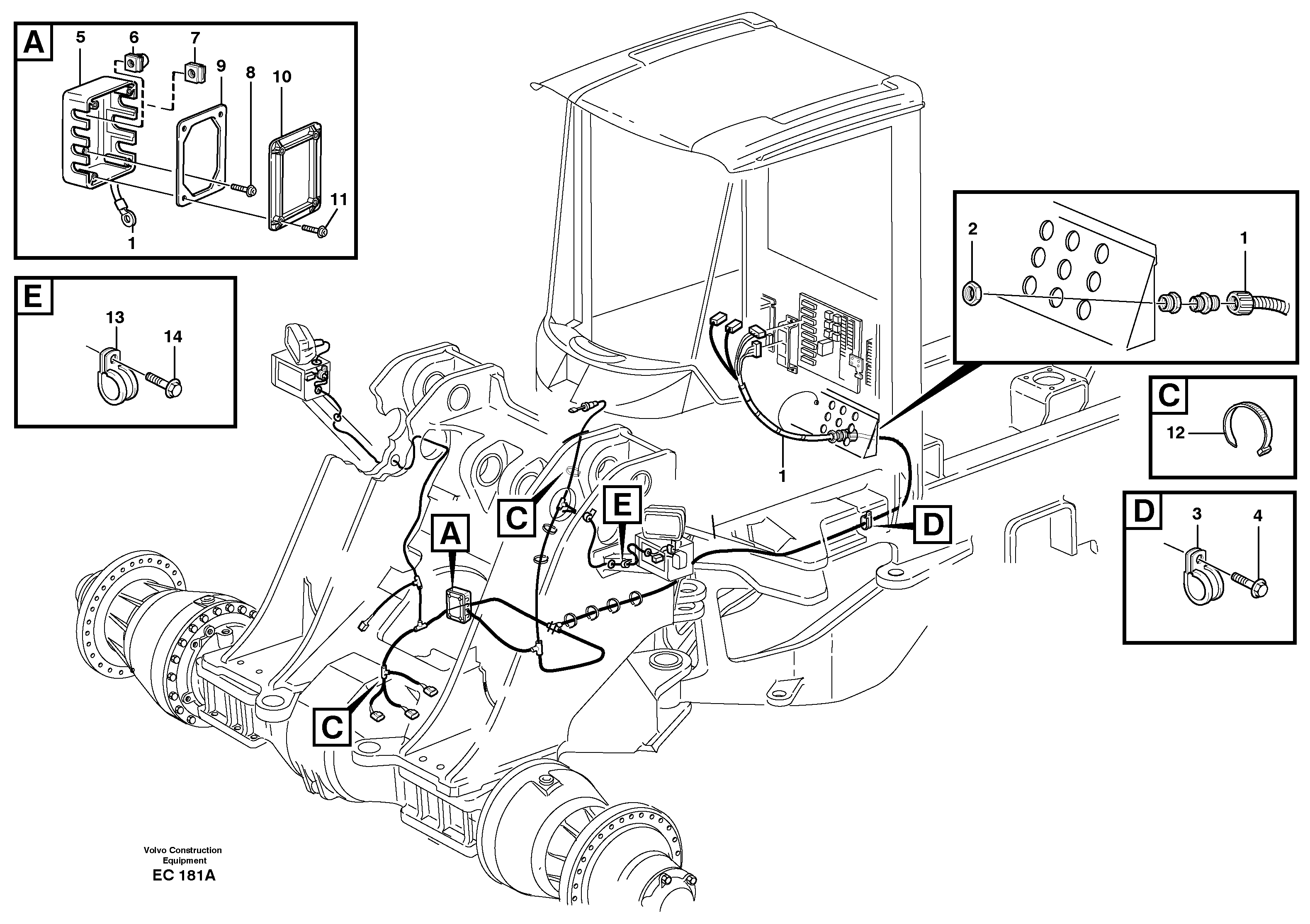 Front cable harness with assembly parts — volvo parts diagram