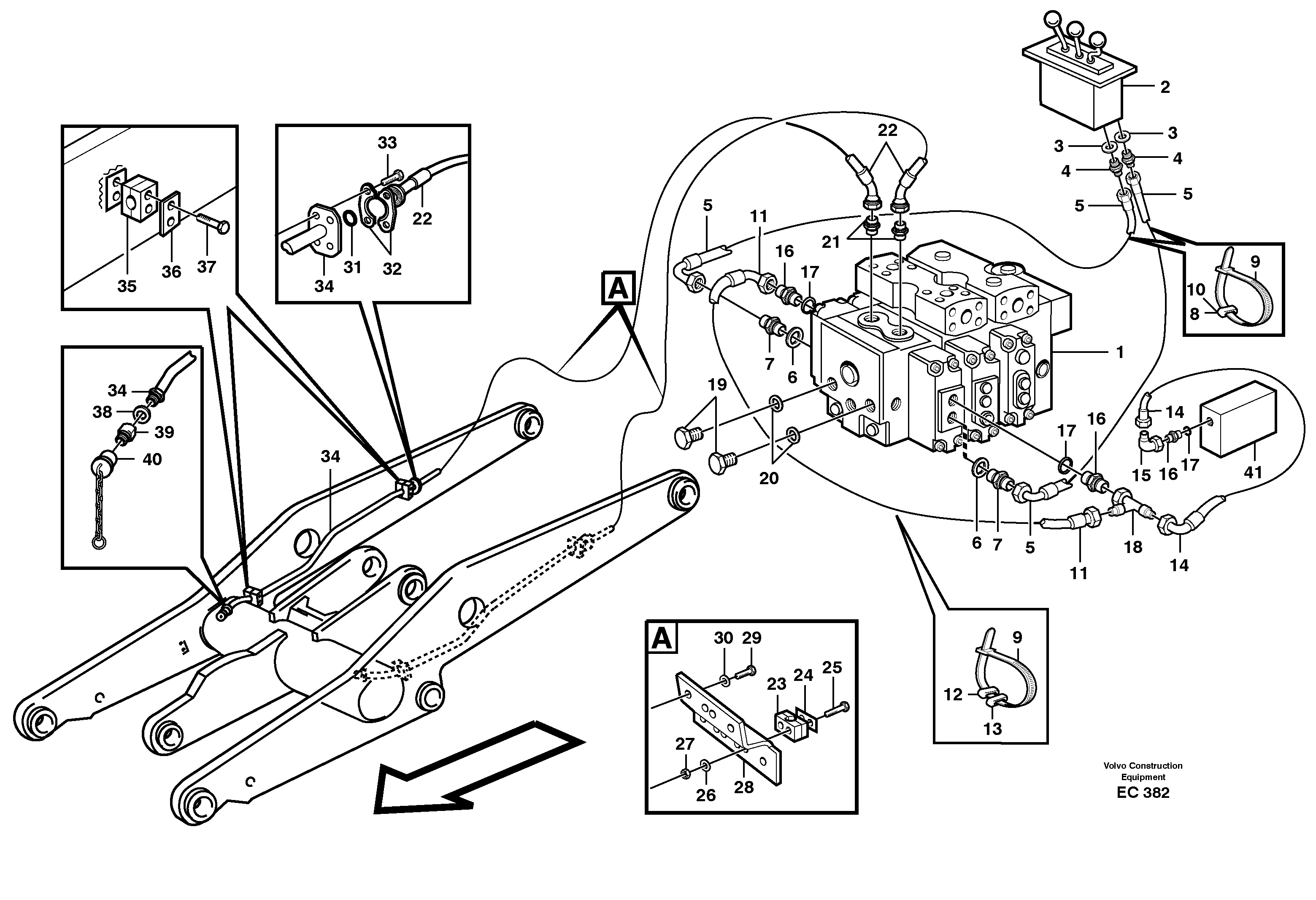 Hydraulic system, 3rd function  80082 — volvo parts diagram