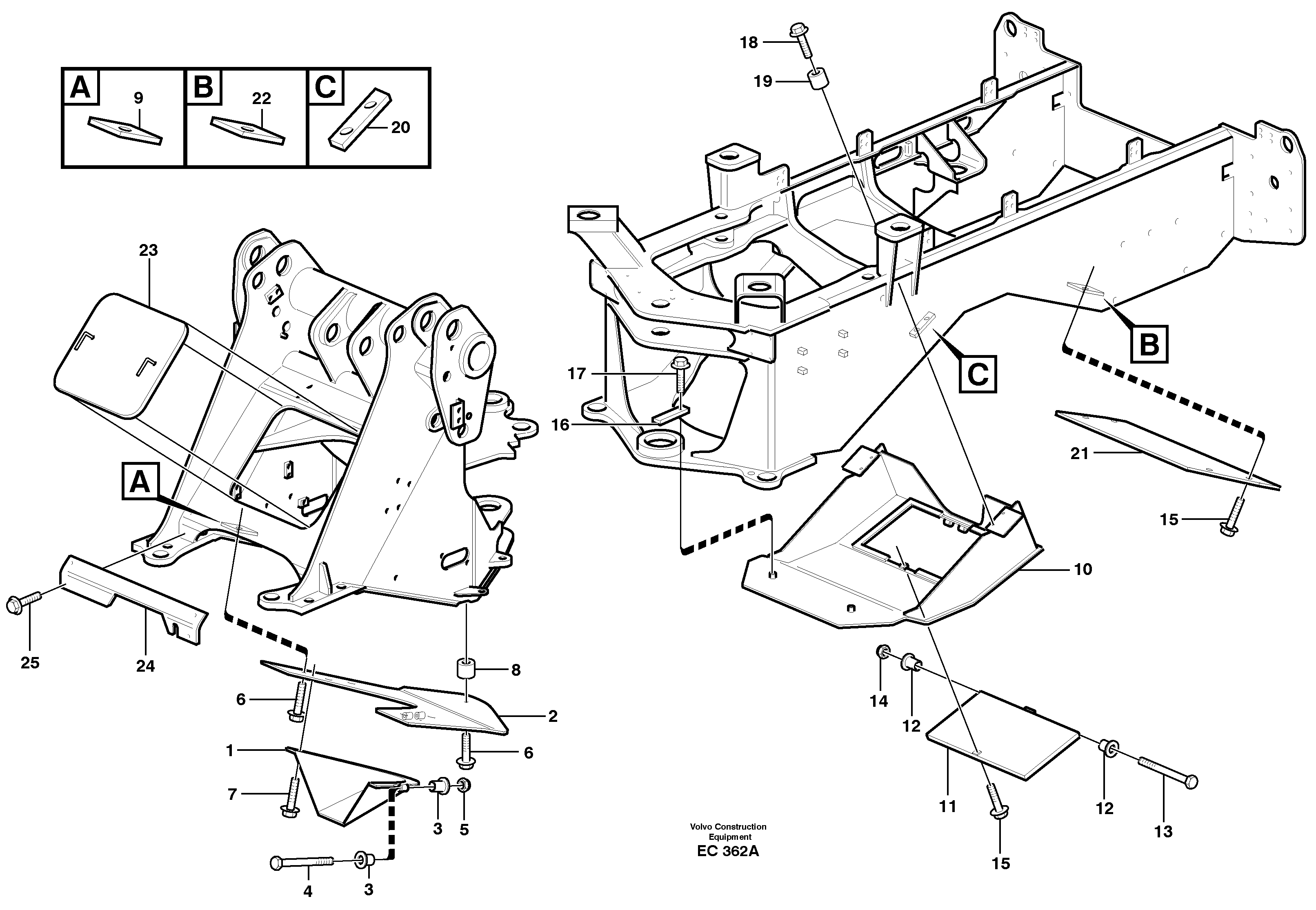 Belly guard, front  94922, 94921, 94920 — volvo parts diagram