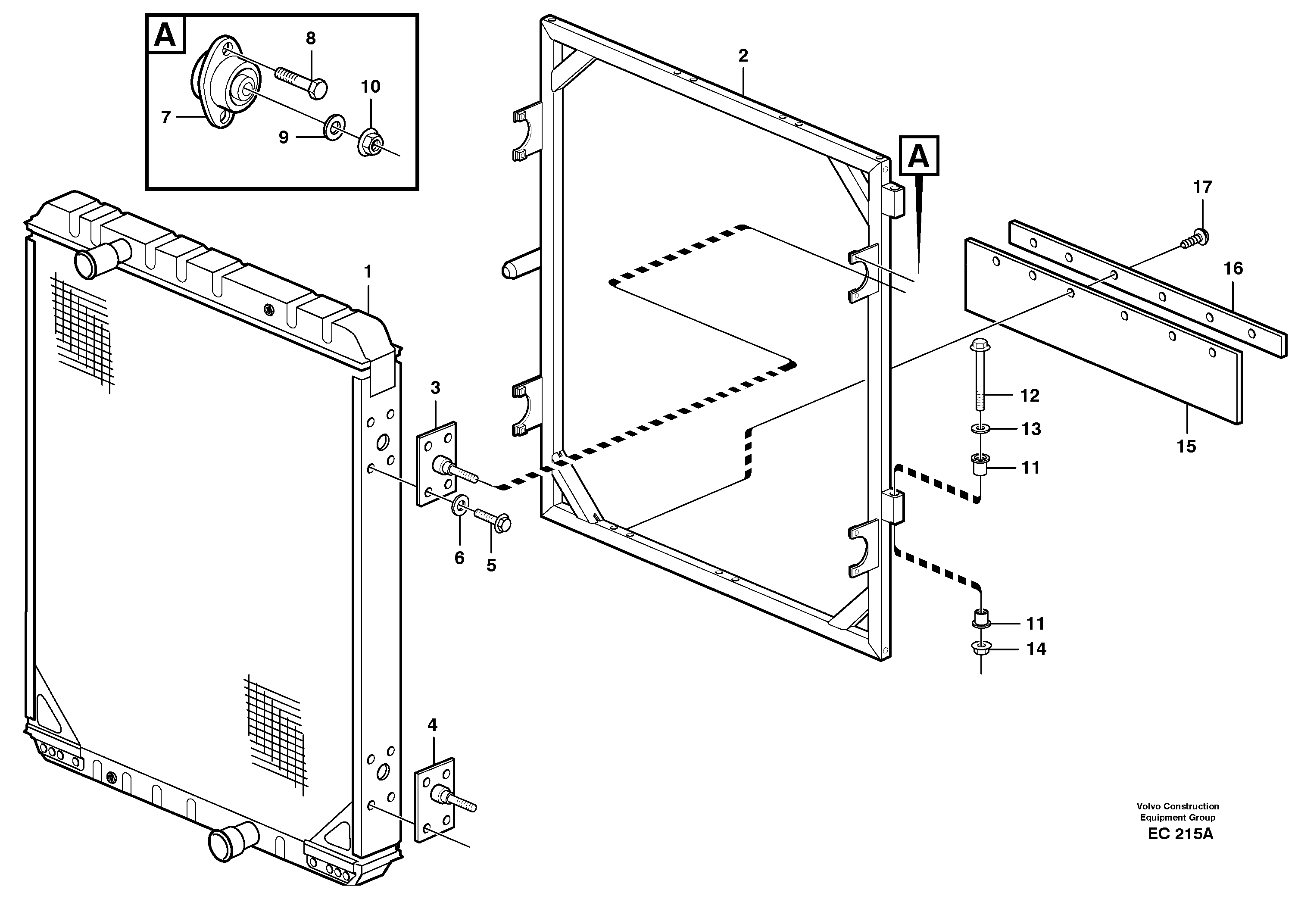 Radiator with fitting parts — volvo parts diagram
