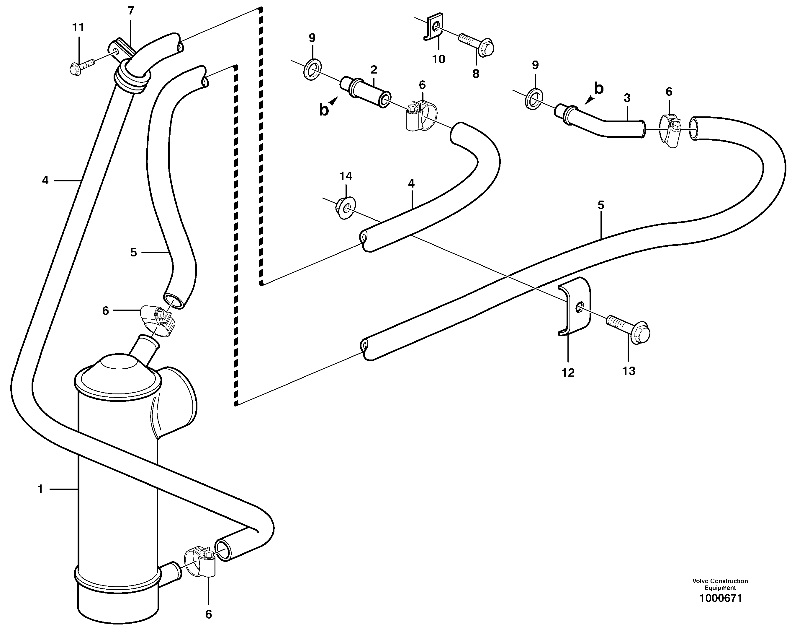 Oil cooler with hoses  80510, 93661 — volvo parts diagram