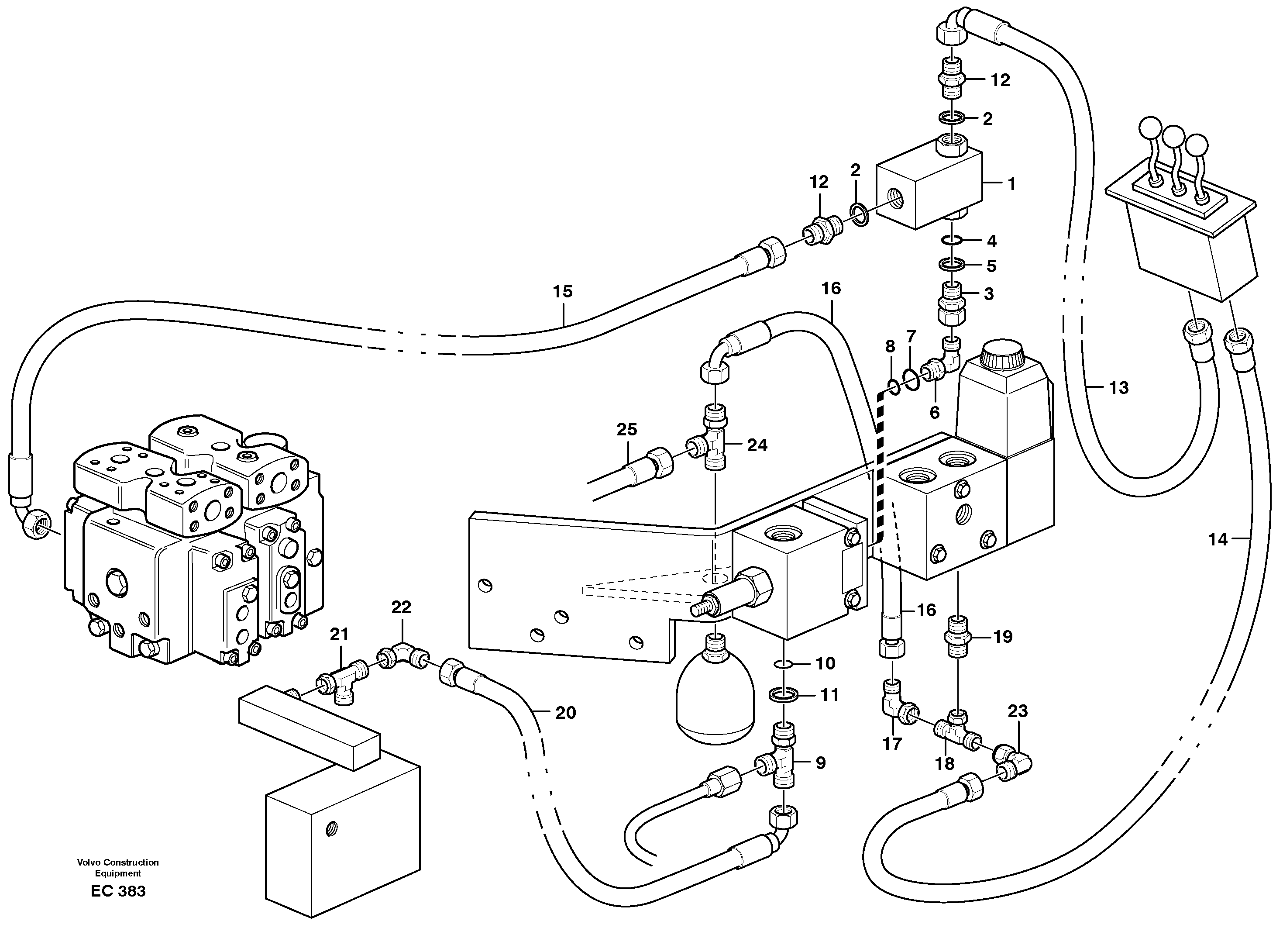 Servo hydraulic: hydraulic lines  80099 — volvo parts diagram