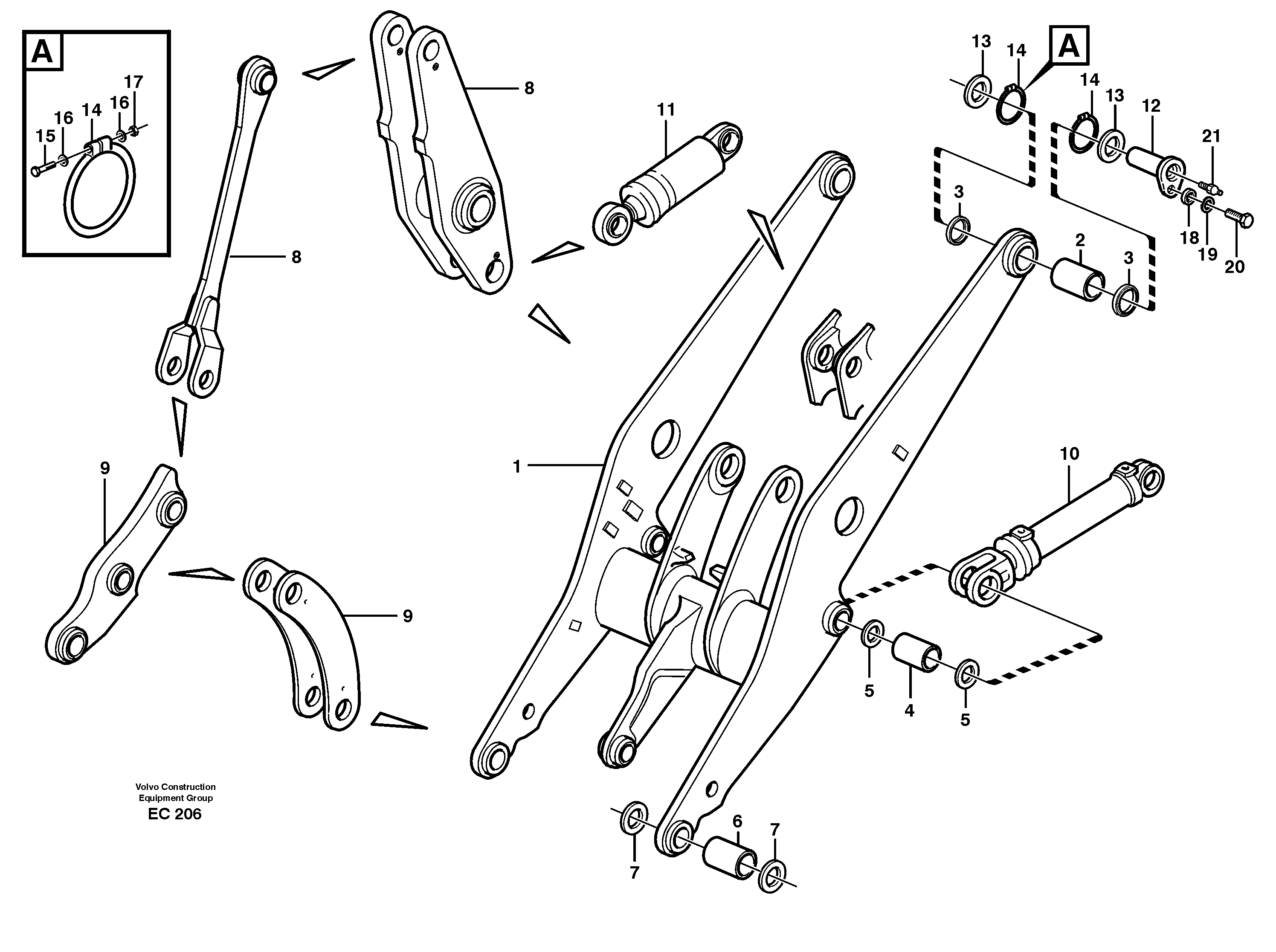 Lifting frame work with assembly parts — volvo parts diagram