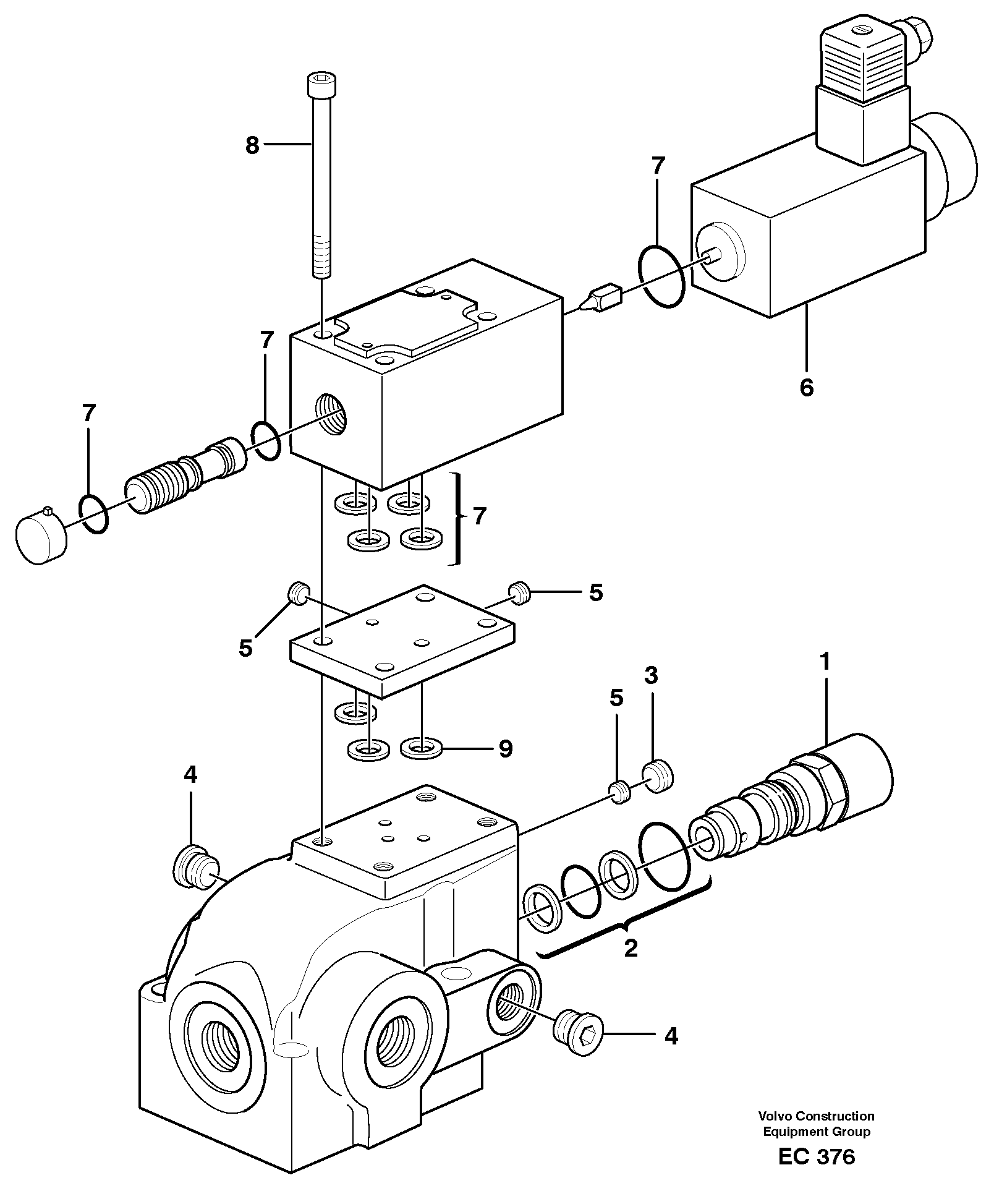 Valve, circuit body and return valve  80510, 93661 — volvo parts diagram