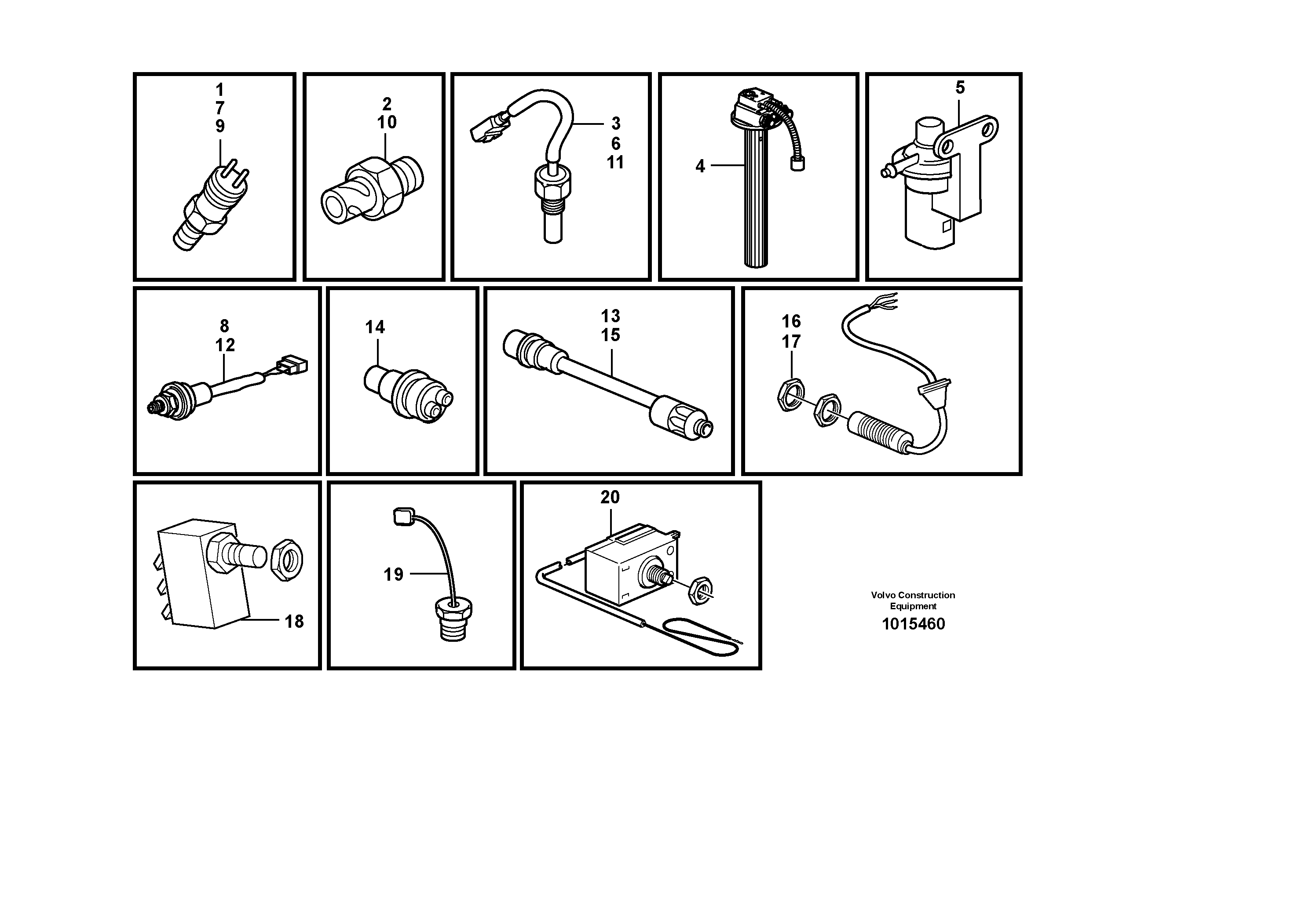 Sensors, reference list — volvo parts diagram