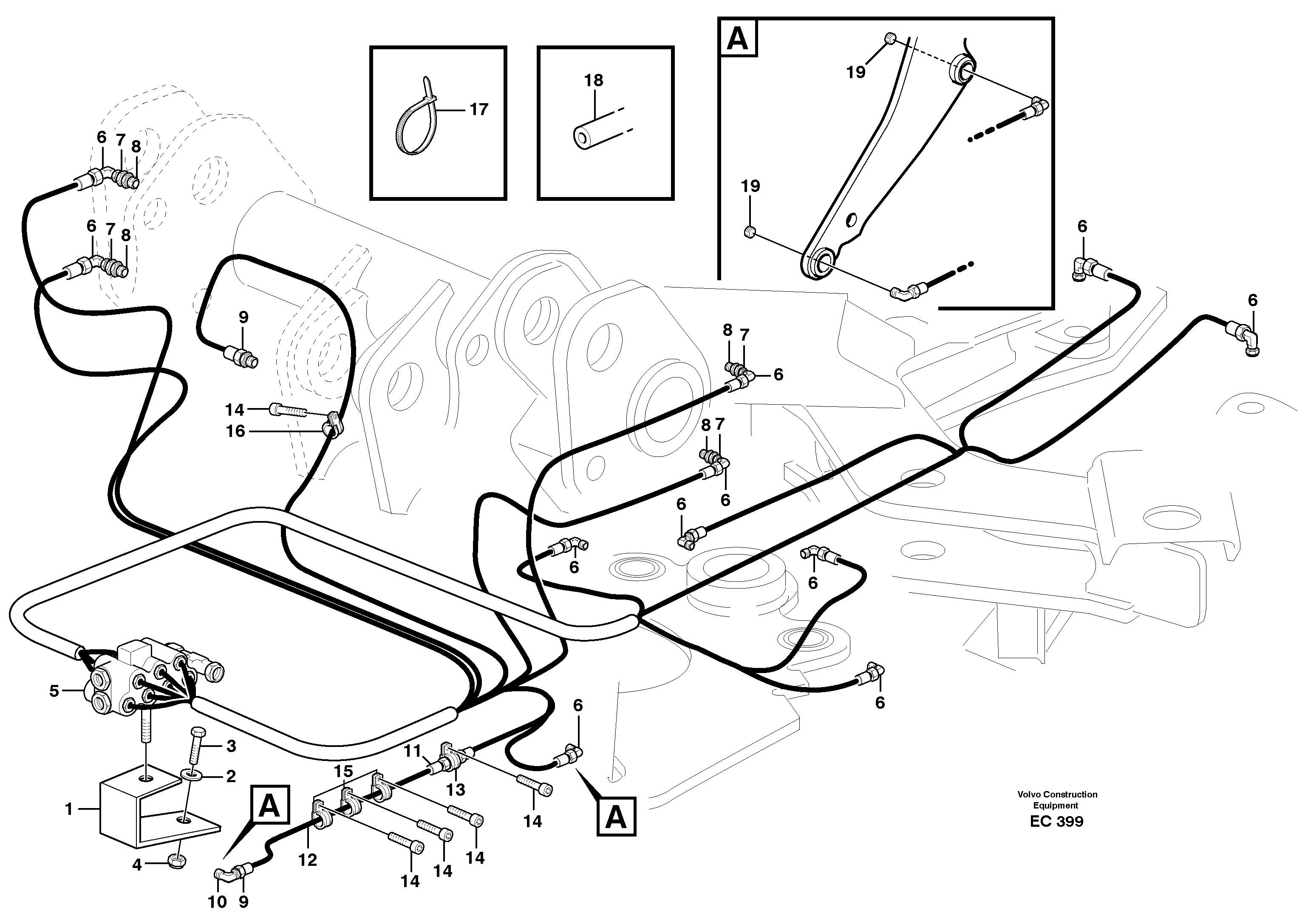 Central lubrication with fitting parts. B1  80580 — volvo parts diagram