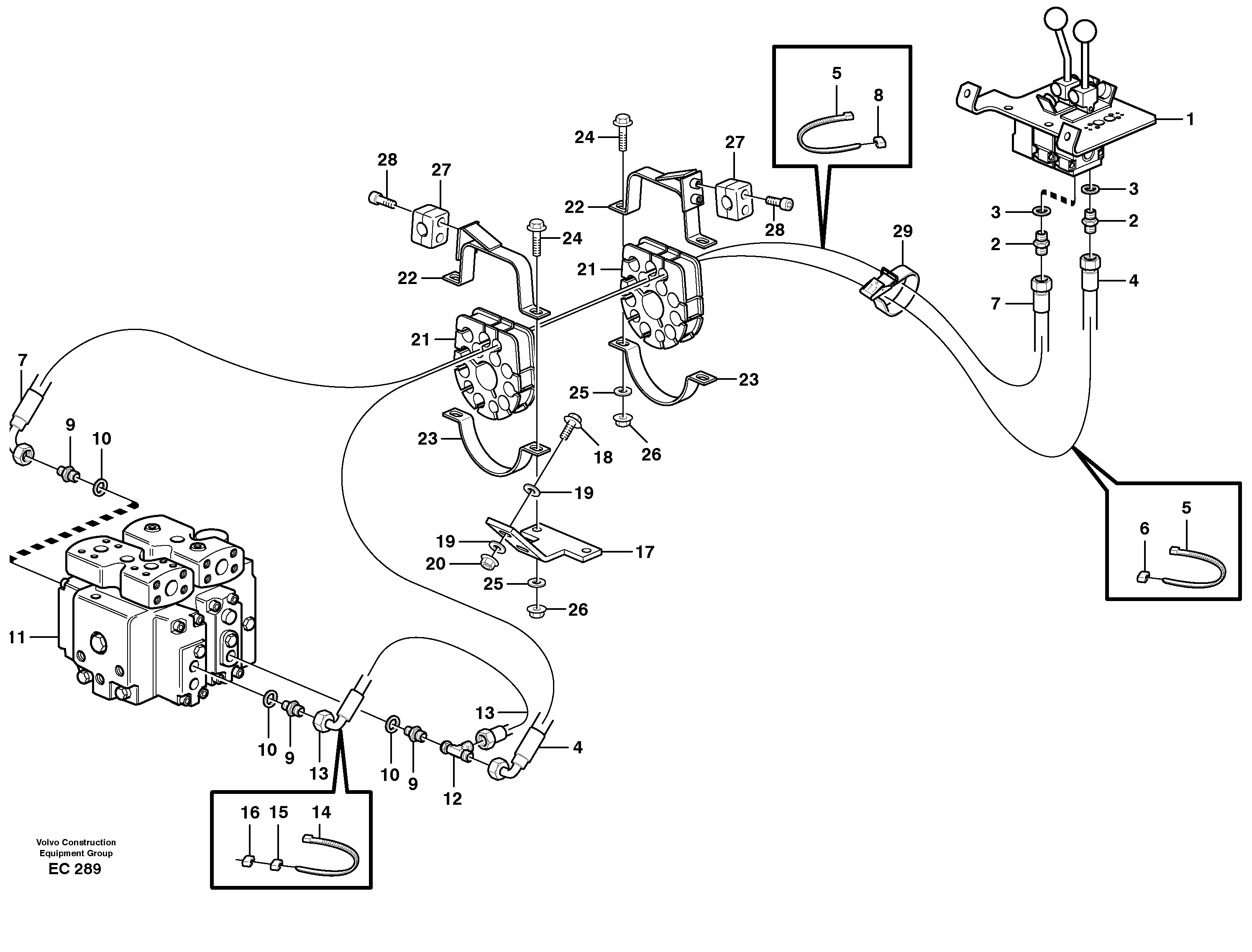 Servo - hydraulic, control lines, tilt — volvo parts diagram