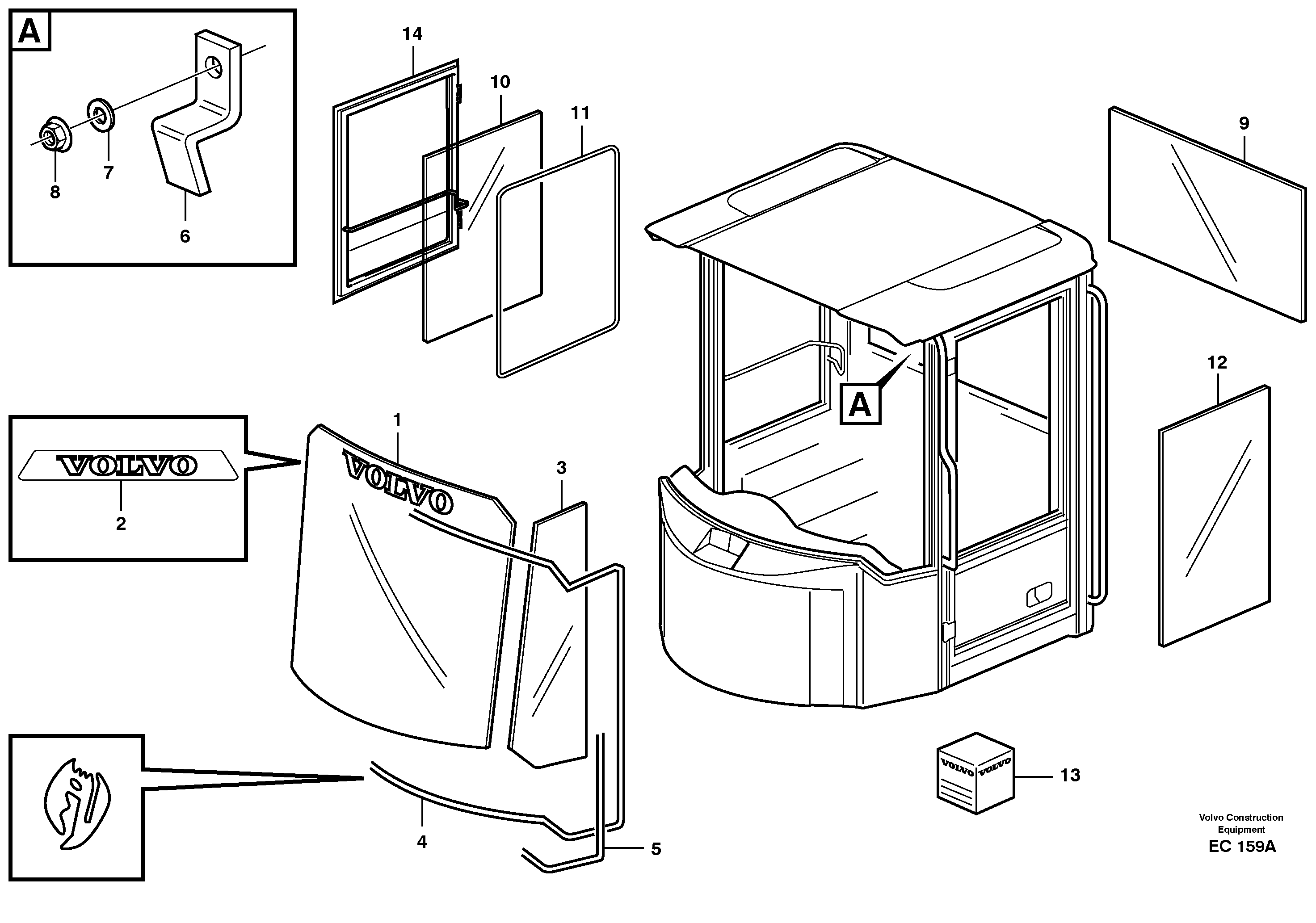 Glass panes — volvo parts diagram