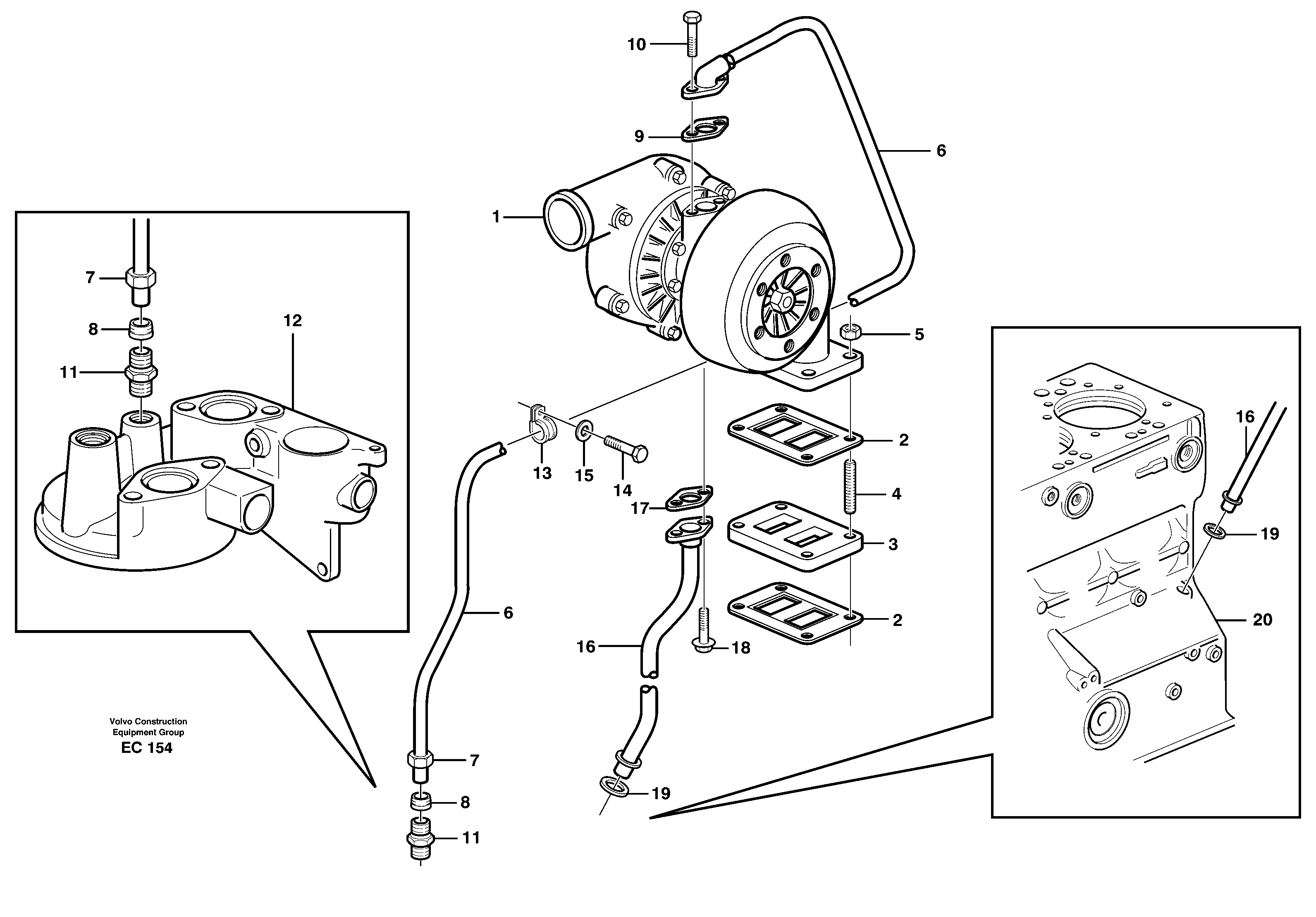 Turbocharger with fitting parts — volvo parts diagram