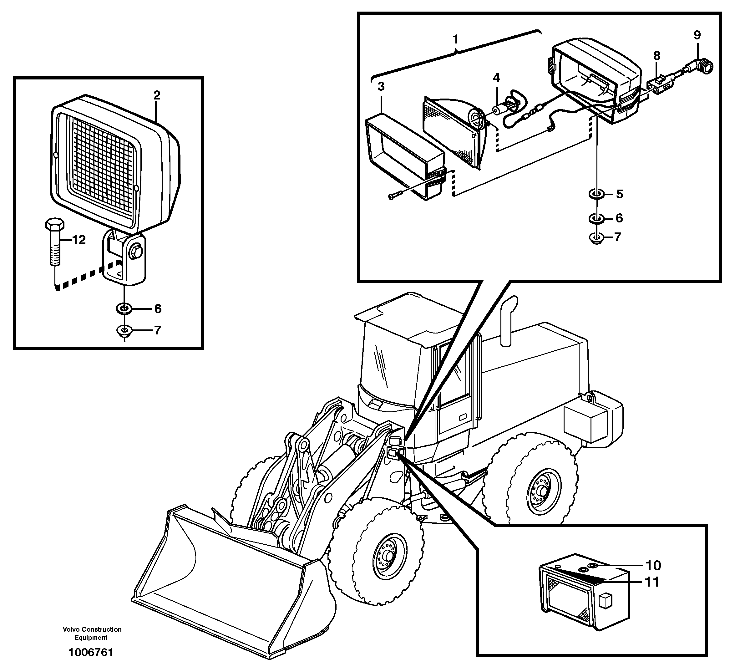 Work lights, front. — volvo parts diagram