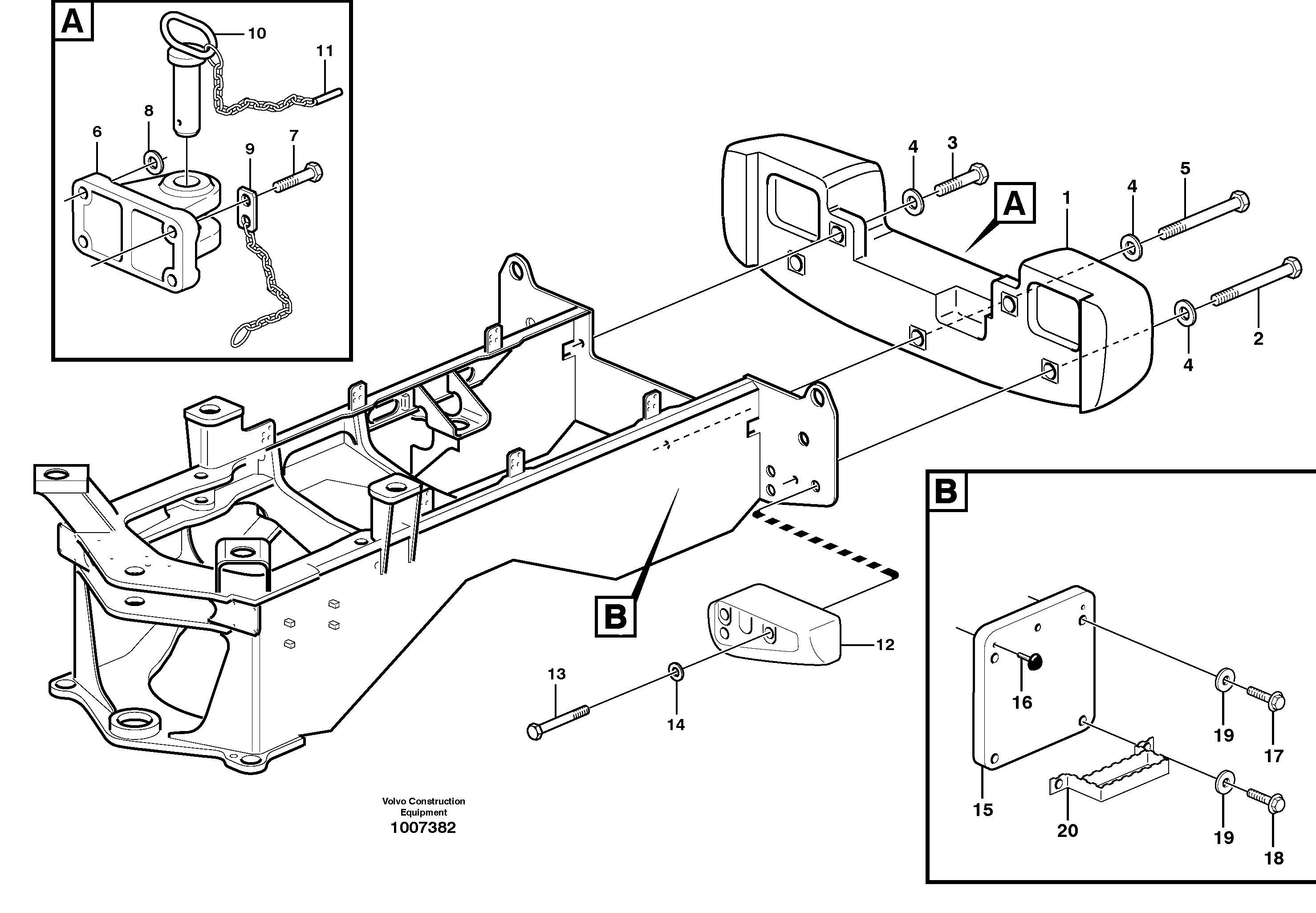 Rear hitch and counterweight — volvo parts diagram