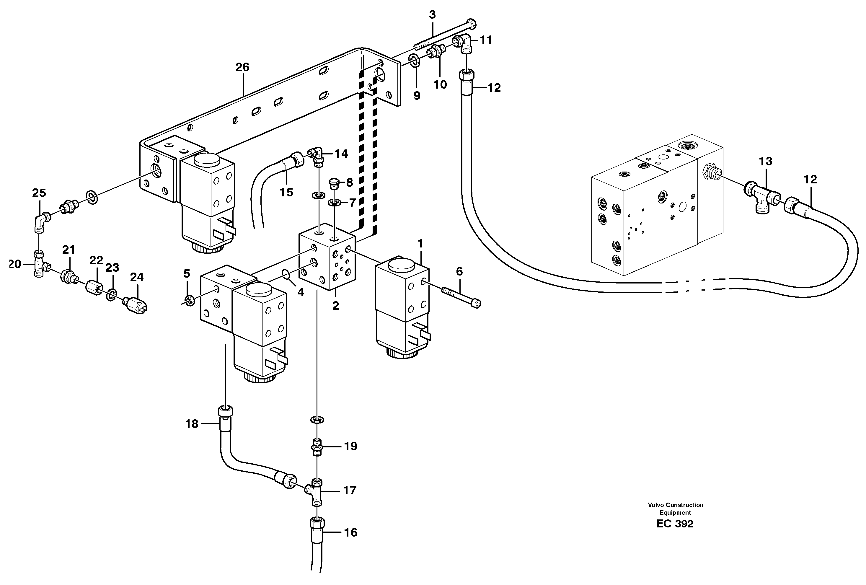 Boom suspension system, valves and nipples  80084 — volvo parts diagram