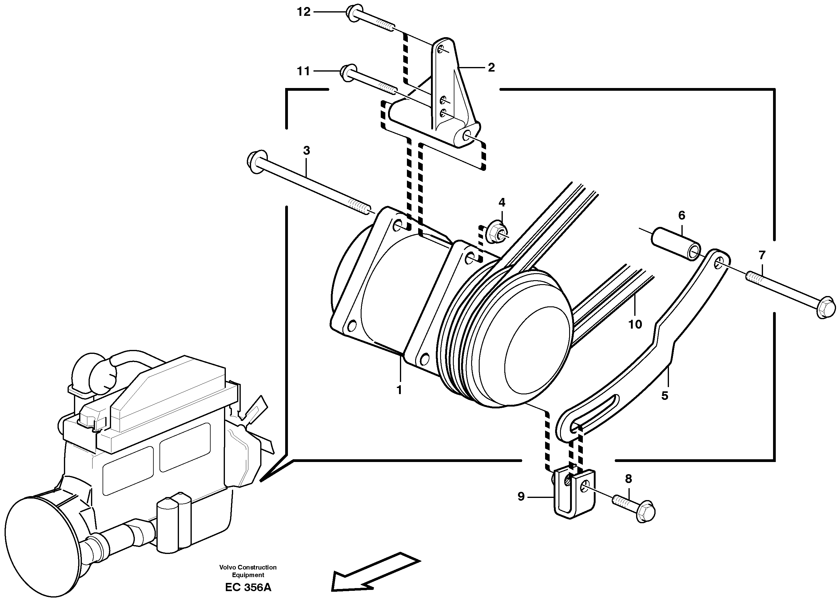 Compressor for cooling agent R134a with fitting parts.  80131, 80420 — volvo parts diagram