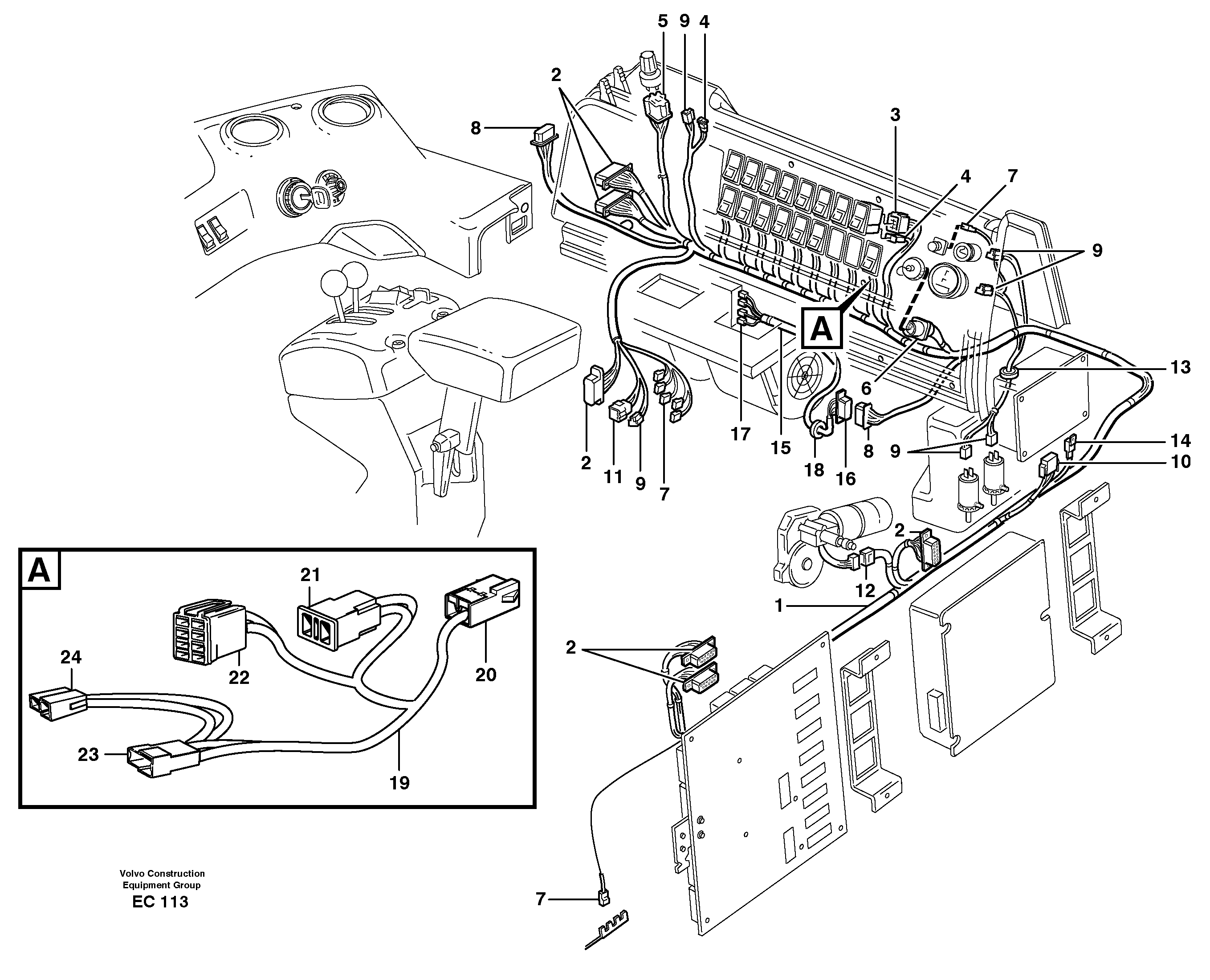 Cable harnesses, control panel — volvo parts diagram