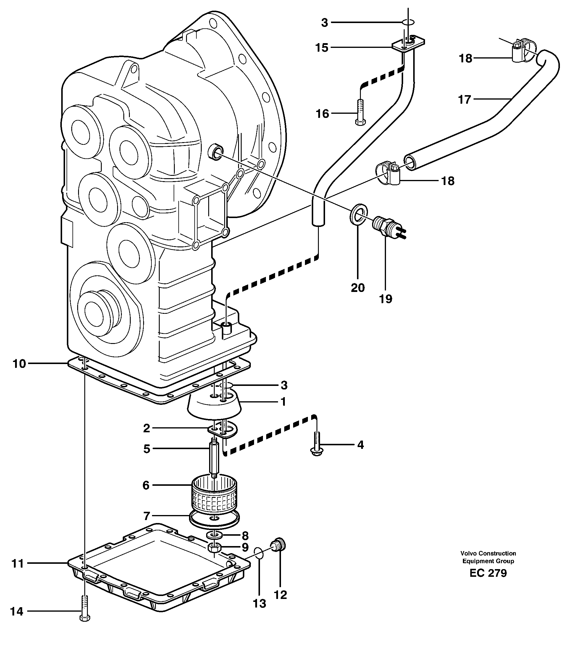 Oil reservoir and strainer — volvo parts diagram