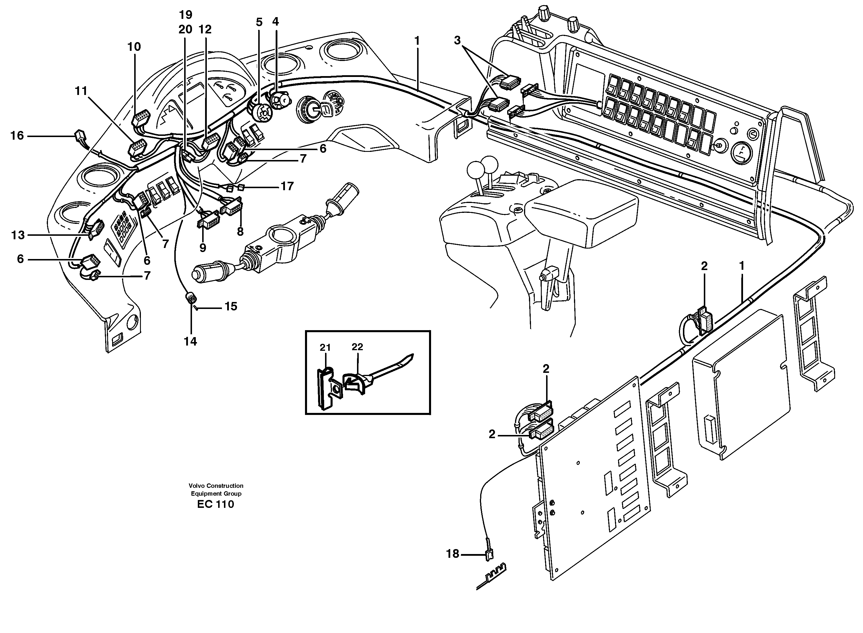Cable harness, panel  33154, 33164 — volvo parts diagram