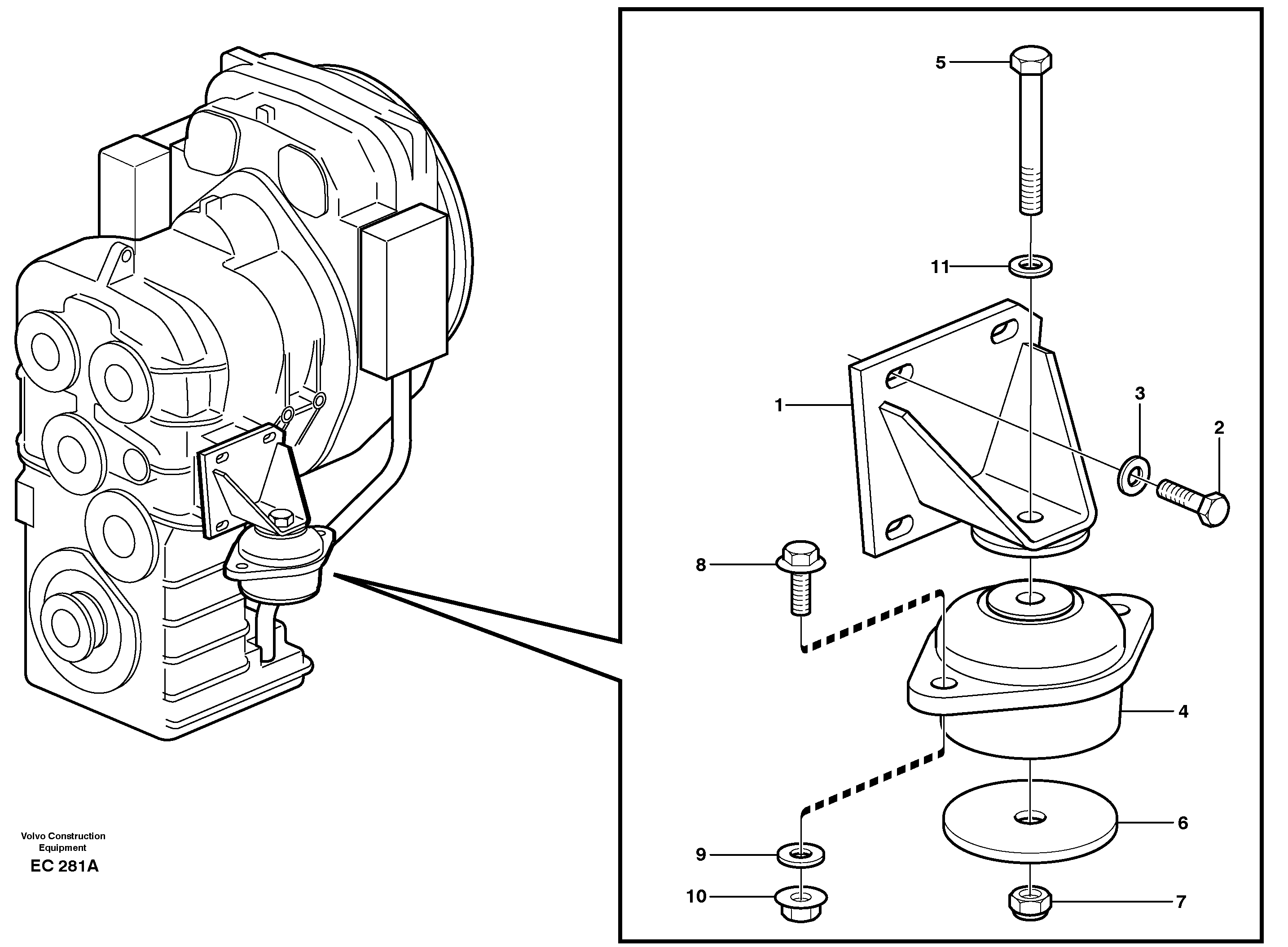Gear box housing with fitting parts — volvo parts diagram