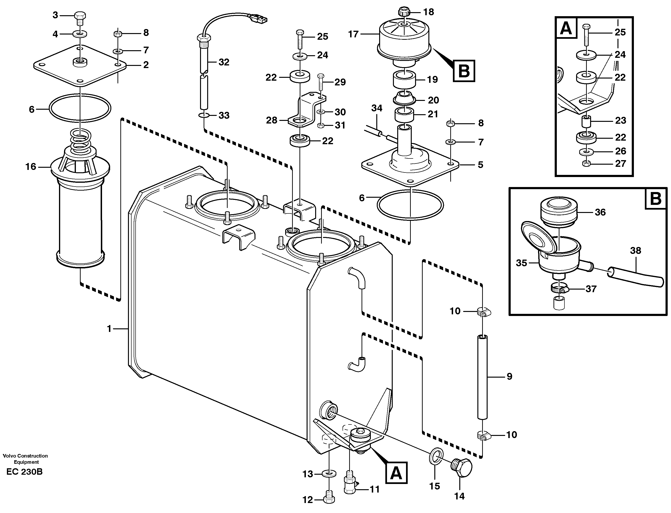 Hydraulic oil tank  STD, 80093 — volvo parts diagram