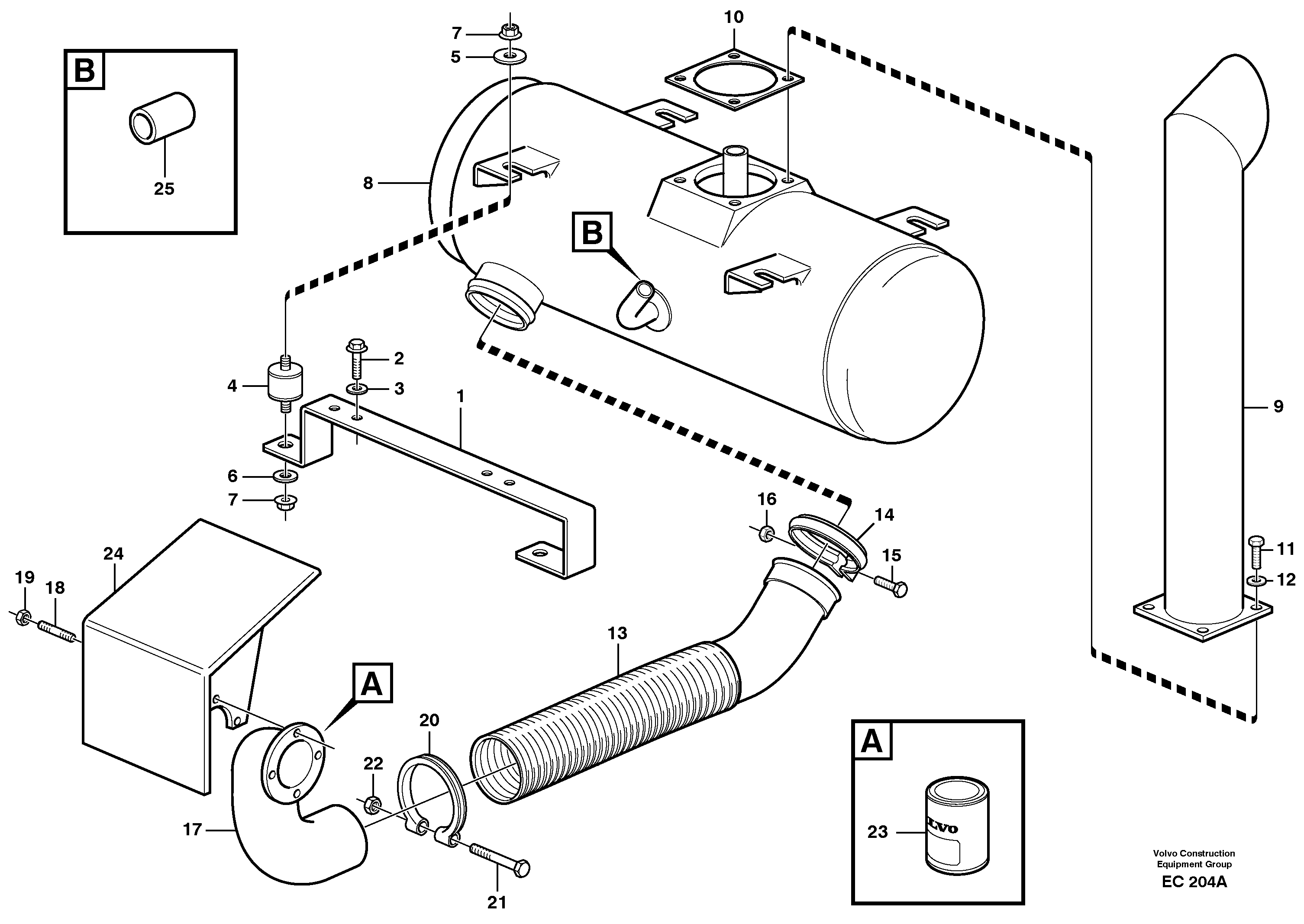Exhaust system — volvo parts diagram