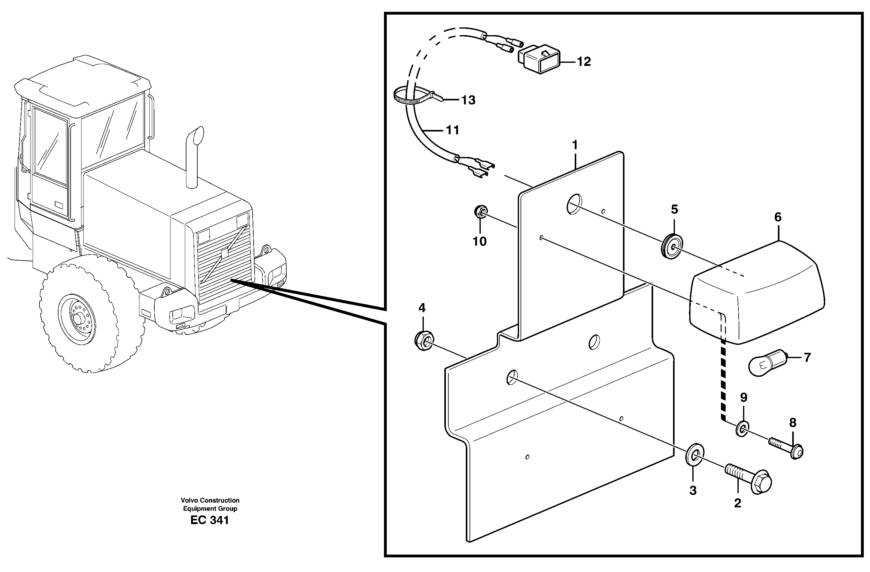 License plate lamp  80402 — volvo parts diagram