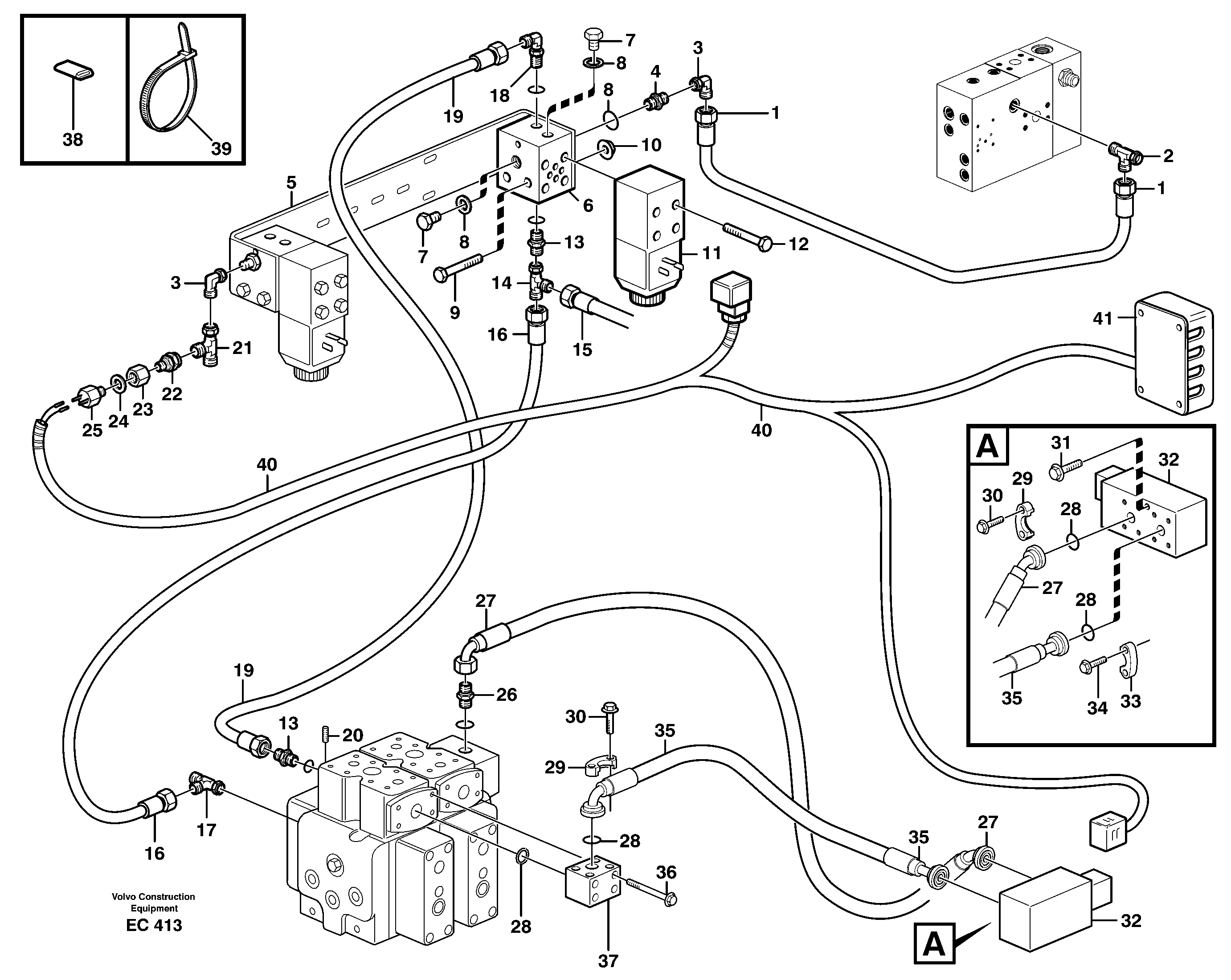 Single acting lifting function  80097 — volvo parts diagram