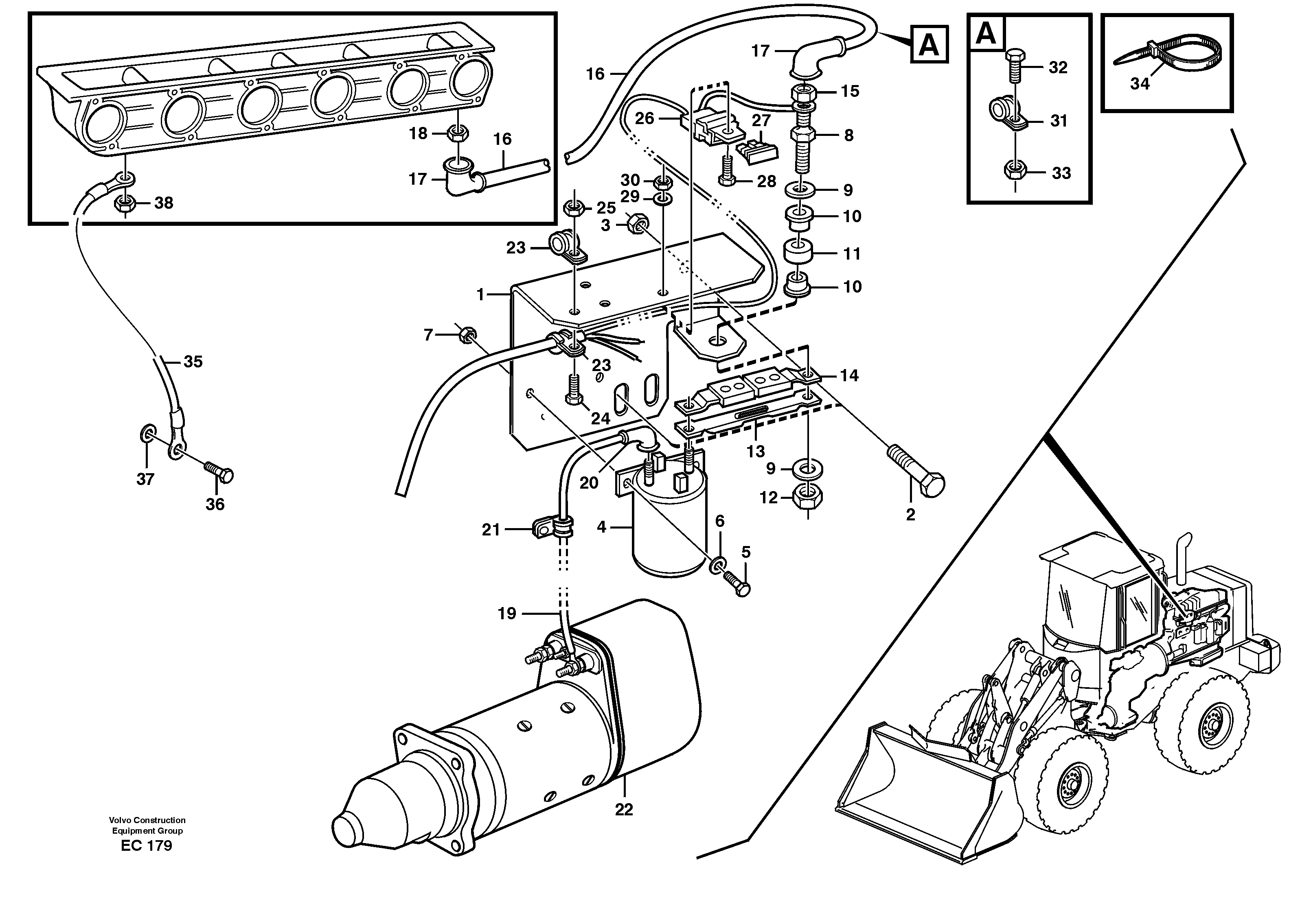 Pre-heater with fitting parts — volvo parts diagram