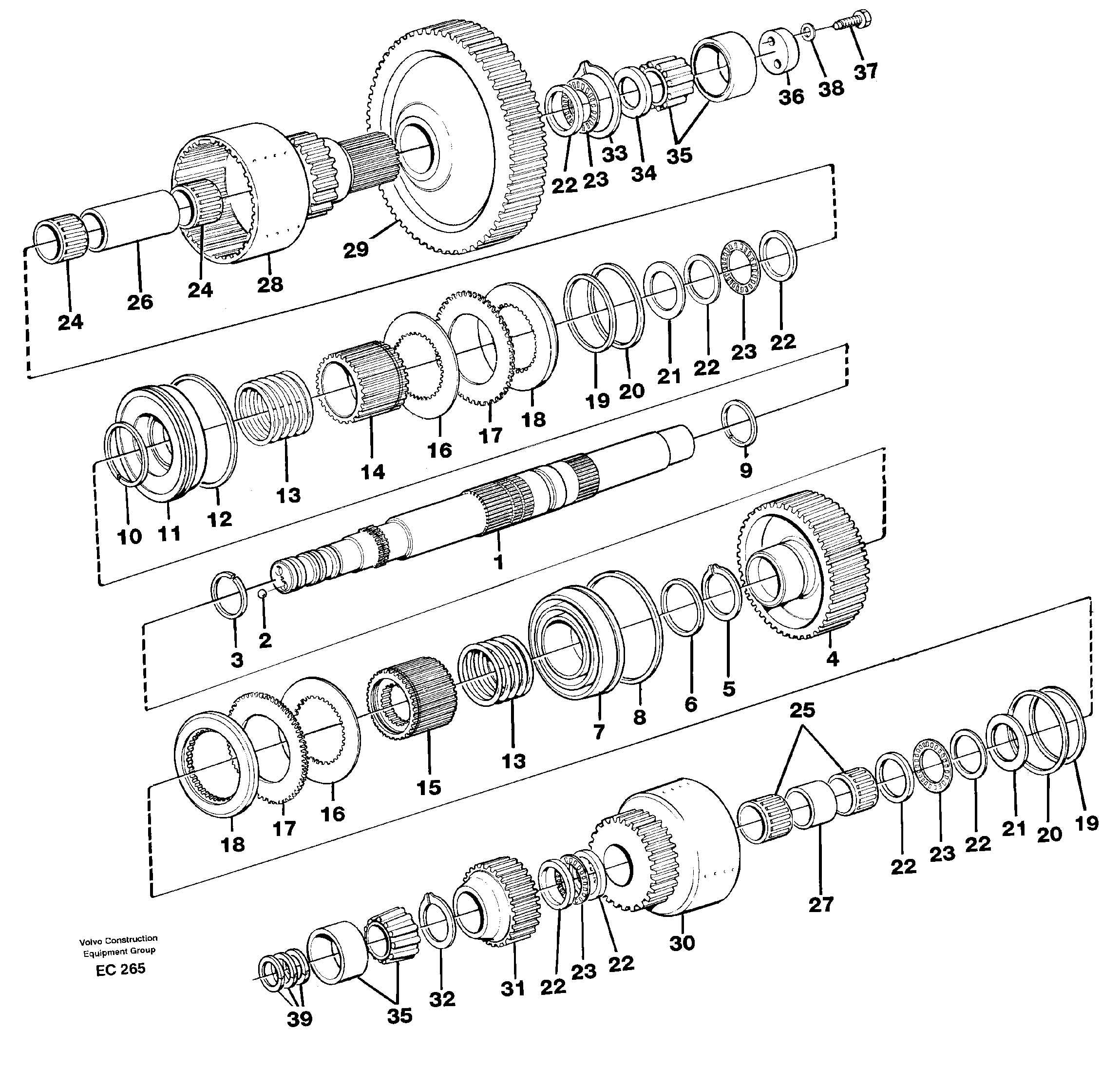 Hydraulic clutch forward/3:rd speeds — volvo parts diagram