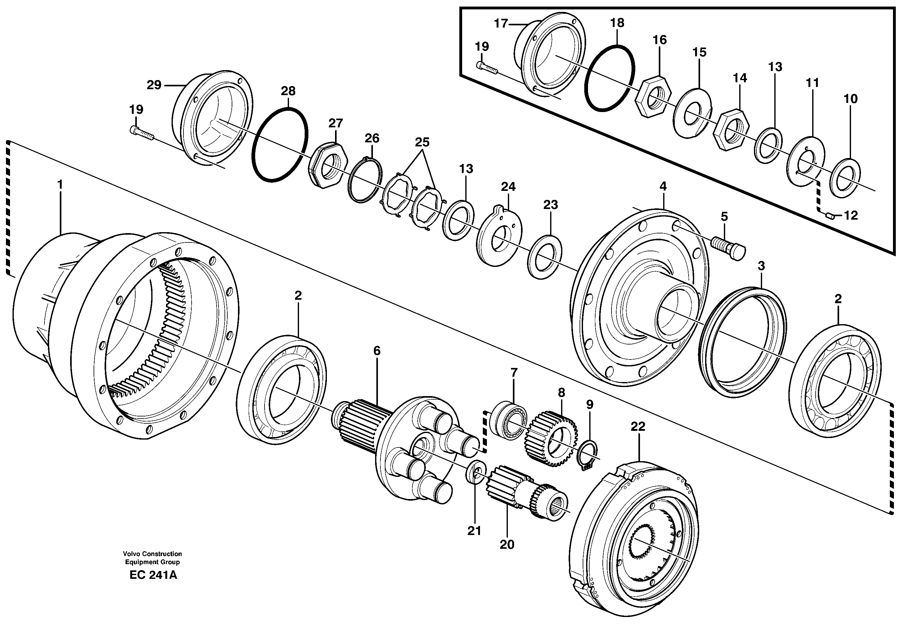 Planetary axle, Front  AWB 15, STD, 80087, 80088, 94642 — volvo parts diagram